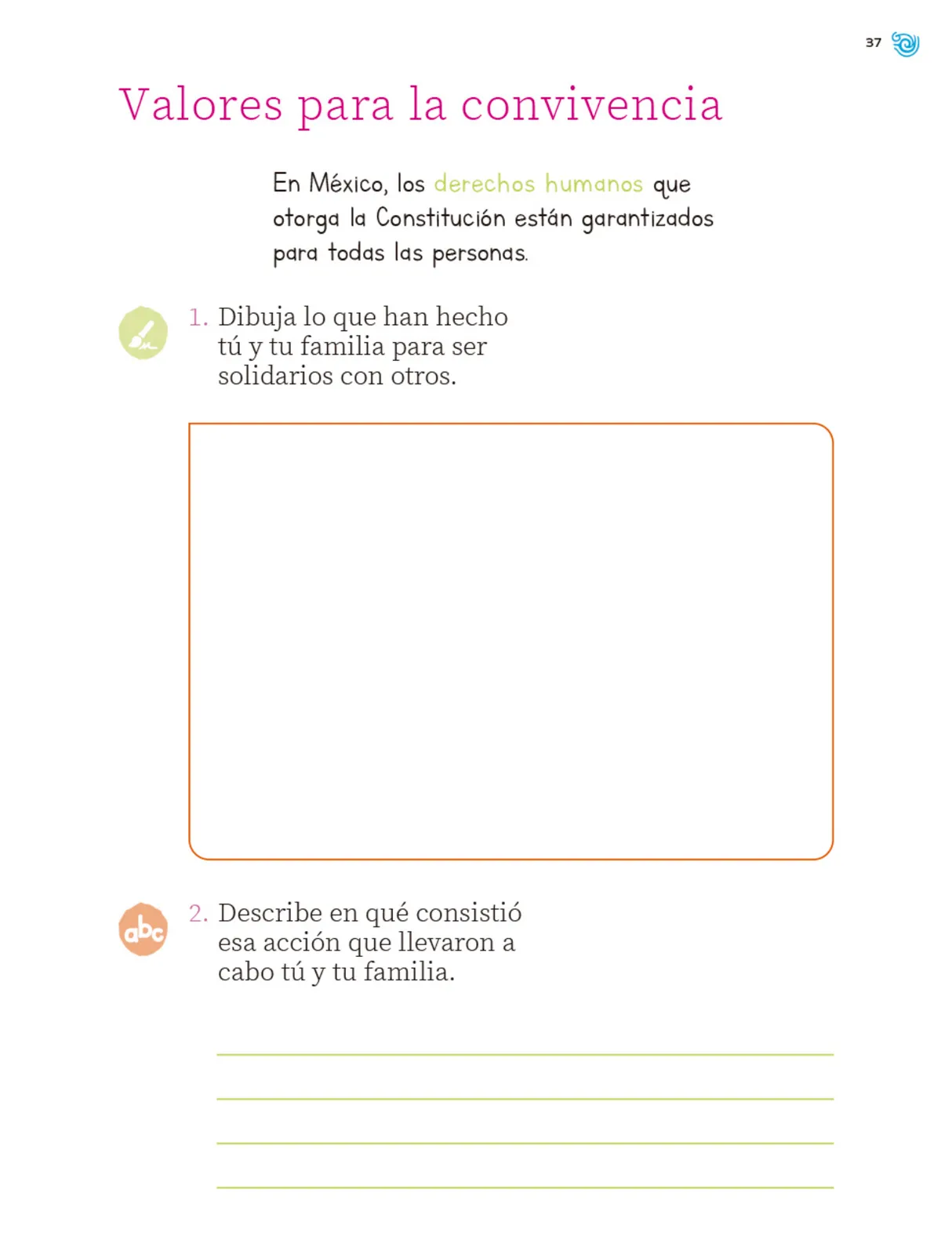 Miniatura página 38 de Múltiples lenguajes. Trazos y palabras.   Libro de Educación Primaria Grado 1°  Ciclo Escolar 2025 - 2026