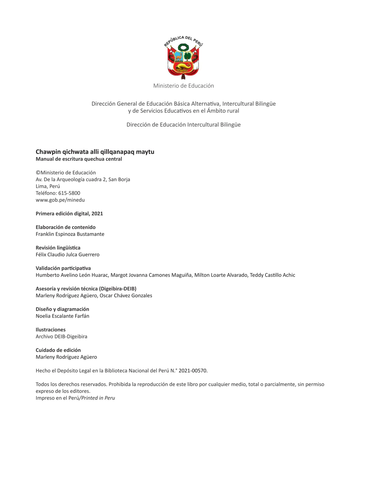 Miniatura página 4 de Chawpin qichwata alli qillqanapaq maytu = Manual de escritura quechua central · 2020