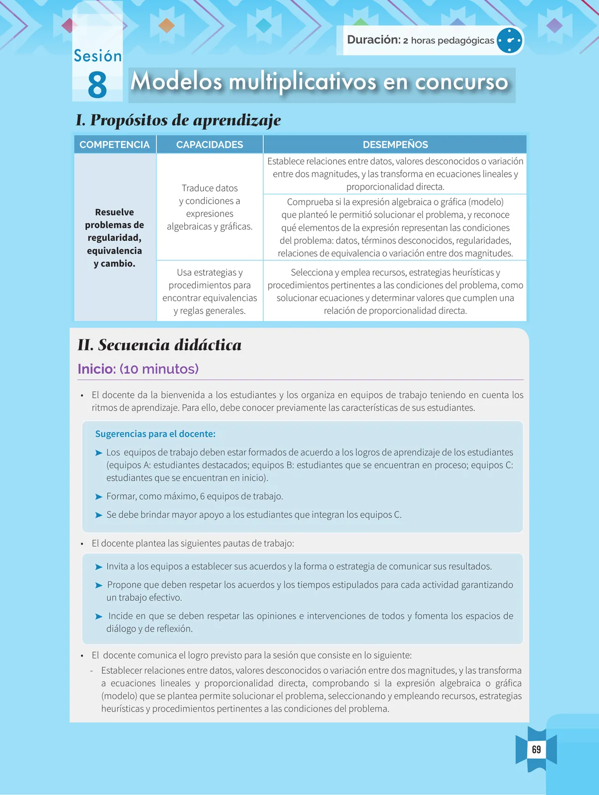 Miniatura página 71 de Resolvamos problemas 1 : manual para el docente 2018 · 2018
