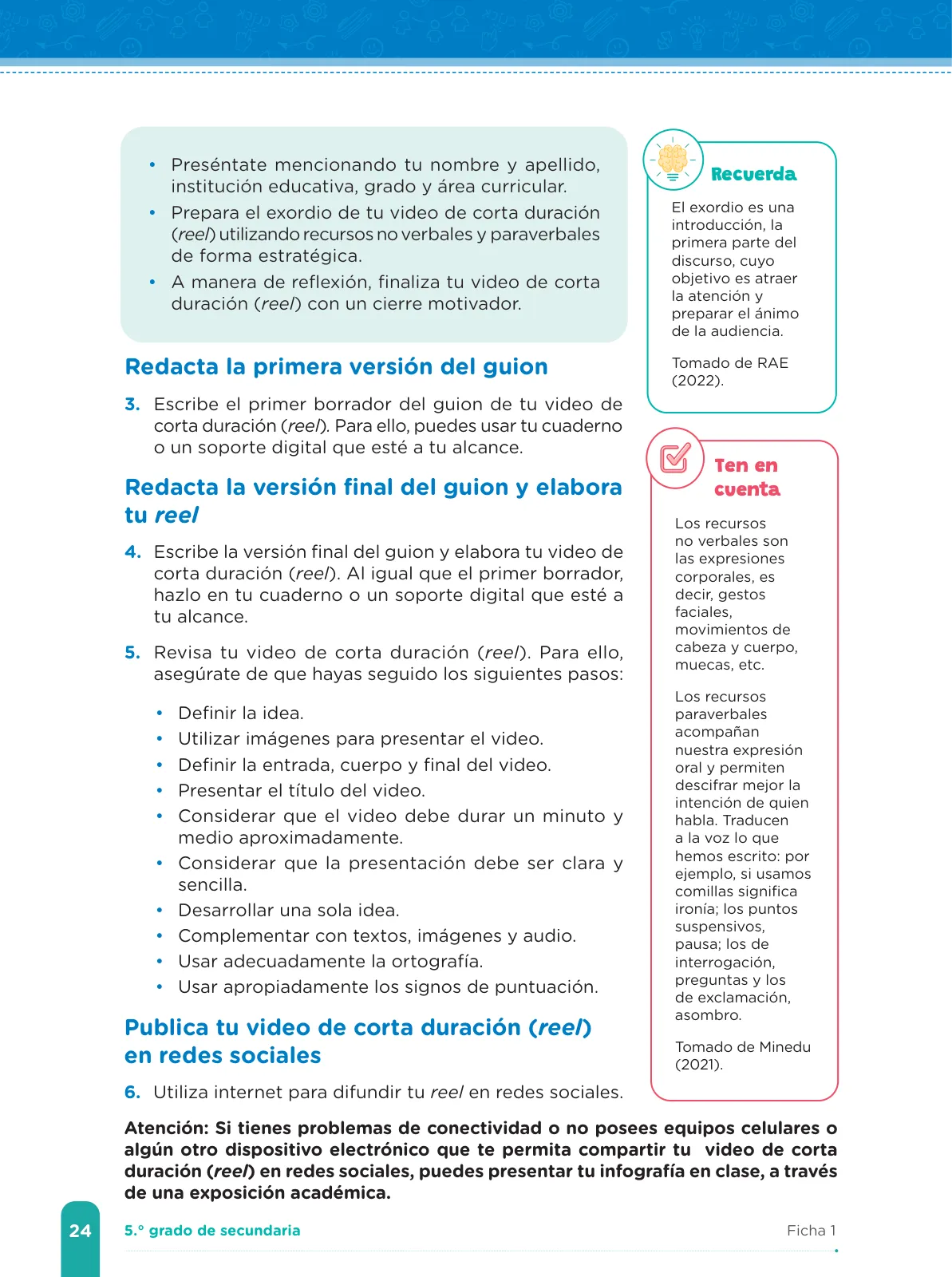 Miniatura página 26 de Fichas de aprendizaje de Comunicación 5 · 2024