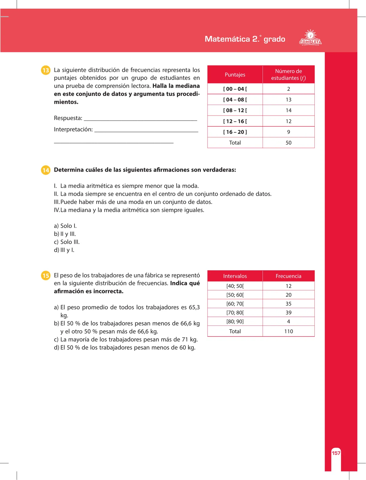 Miniatura página 157 de Matemática 2 : cuaderno de reforzamiento pedagógico - JEC · 2016