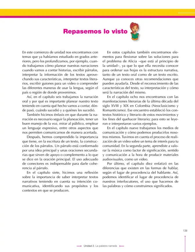 Página 139 de Lenguaje 8° · Secundaria Activa