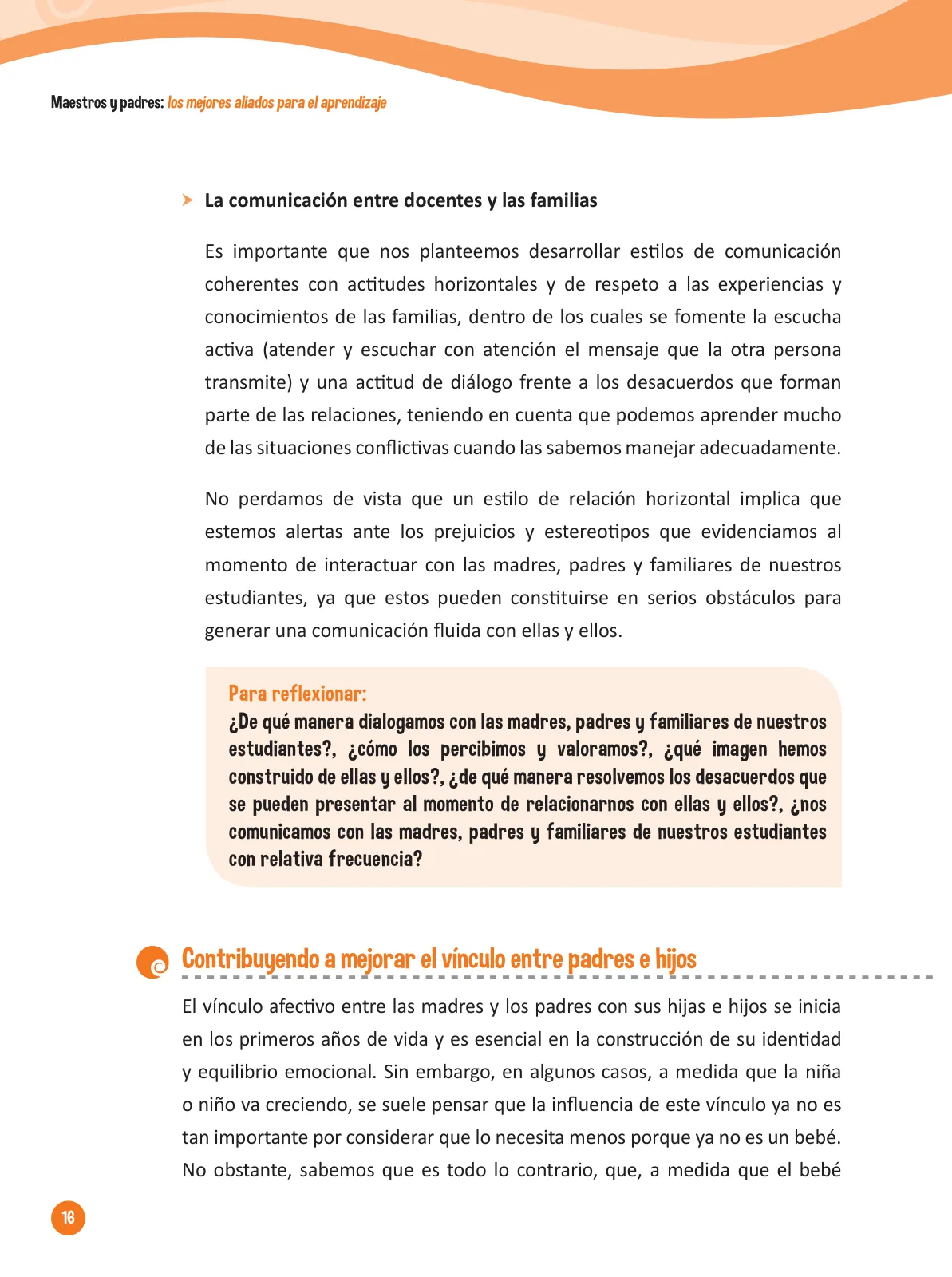 Miniatura página 18 de Guía para el trabajo docente con las familias del ciclo IV de Primaria · 2016