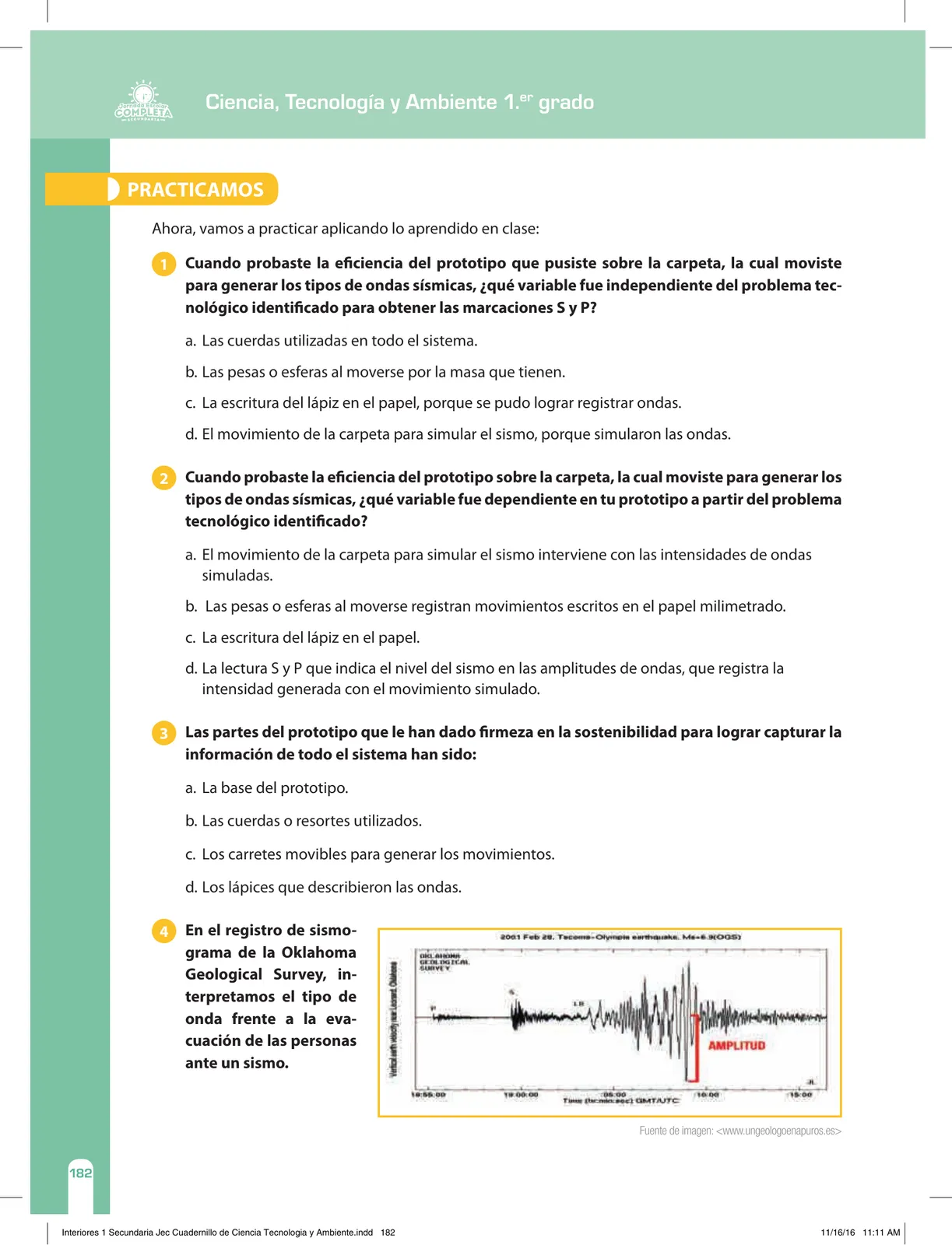 Miniatura página 182 de Ciencia, Tecnología y Ambiente 1. Cuaderno de reforzamiento pedagógico - JEC · 2016