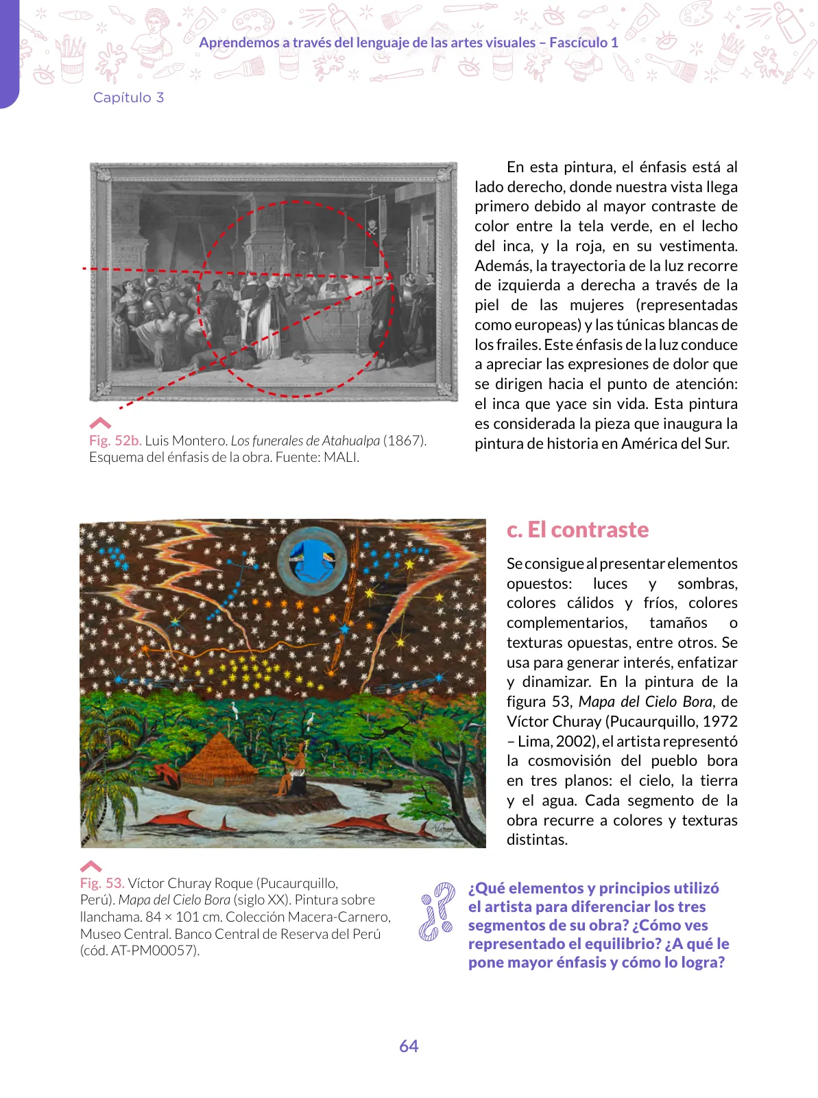 Página 64 de Aprendemos a través del lenguaje de las artes visuales Fascículo 1 para estudiantes de Educación Secundaria · 2024