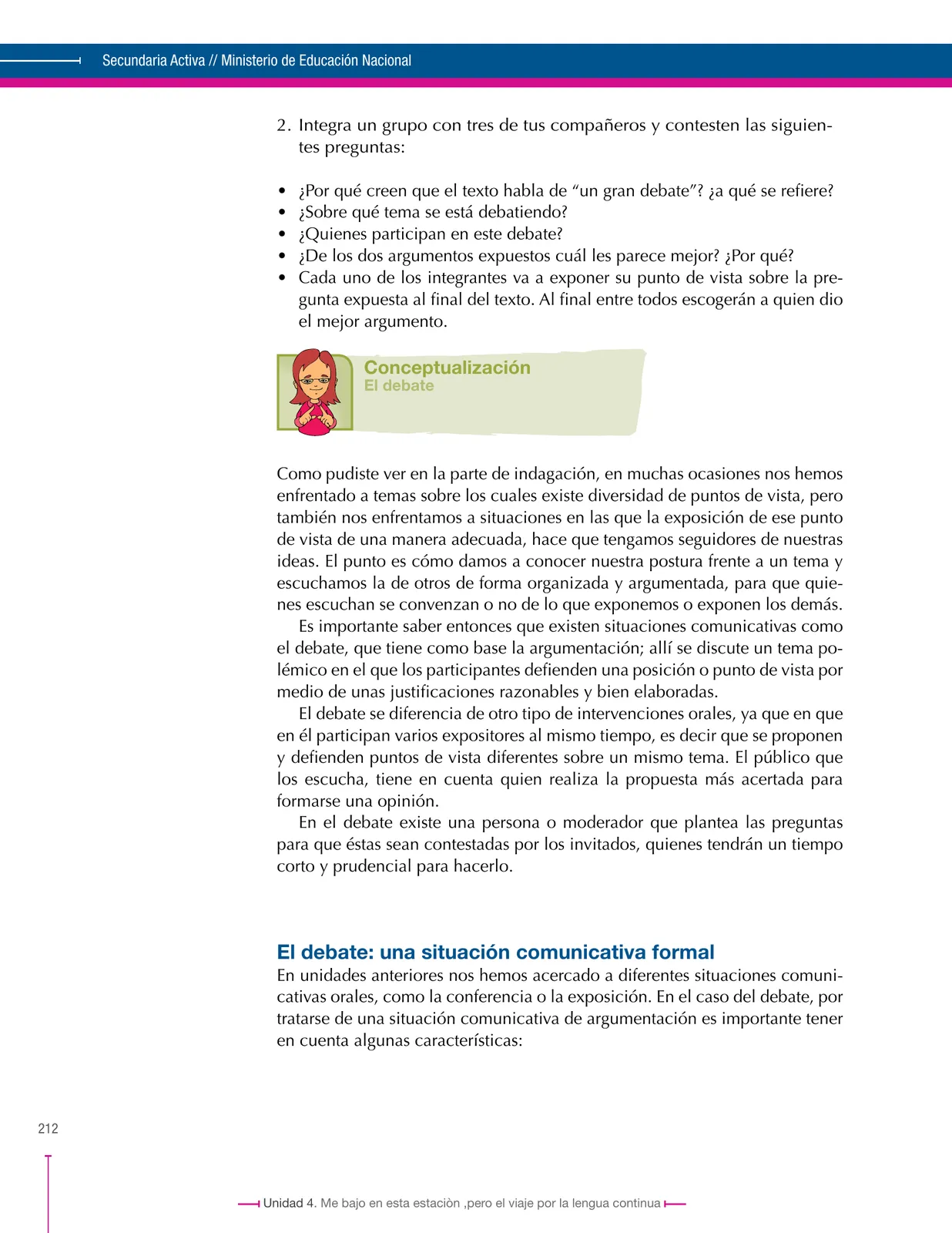 Página 212 de Lenguaje 7° · Secundaria Activa