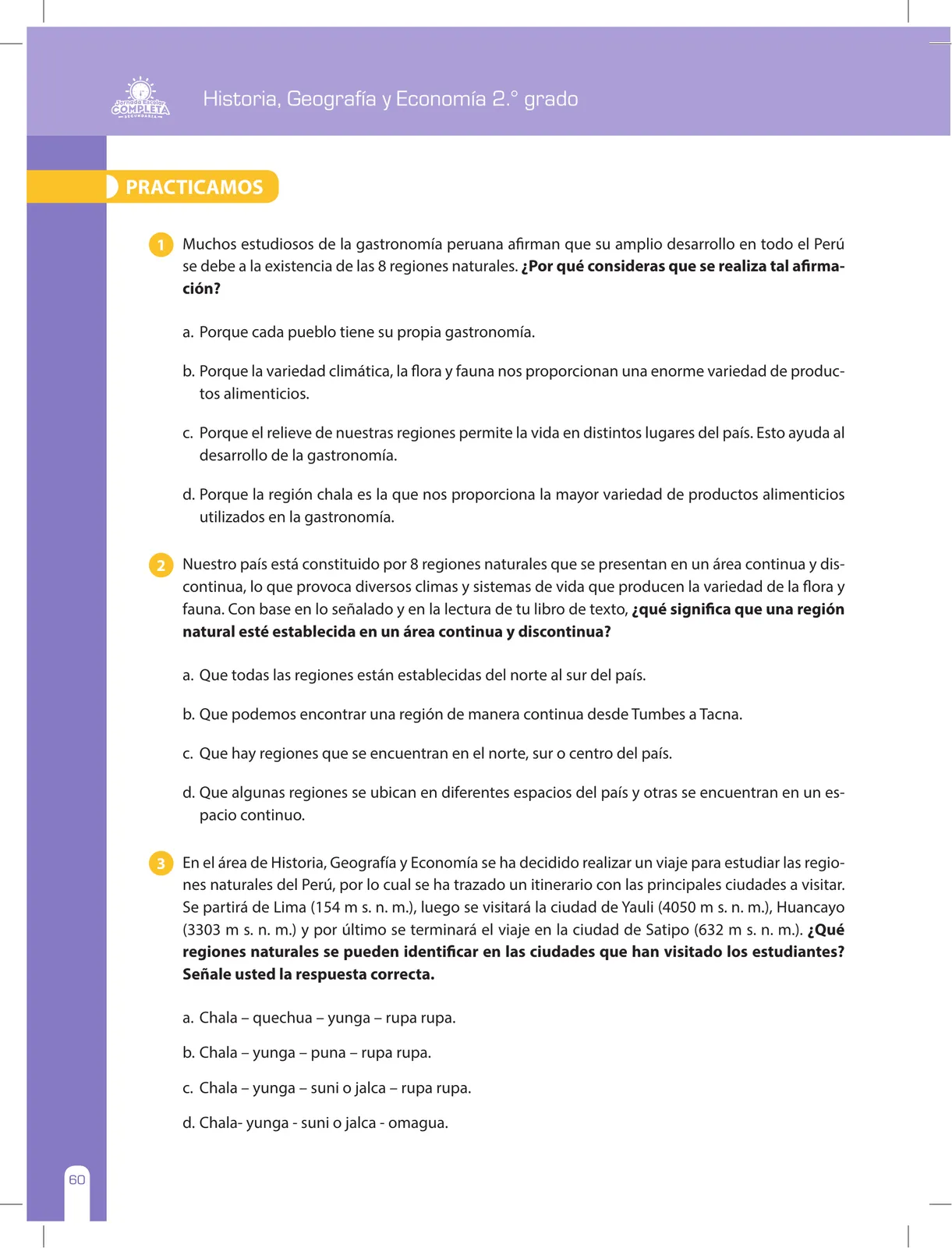 Página 60 de Historia, Geografía y Economía 2 : cuaderno de reforzamiento pedagógico - JEC · 2016