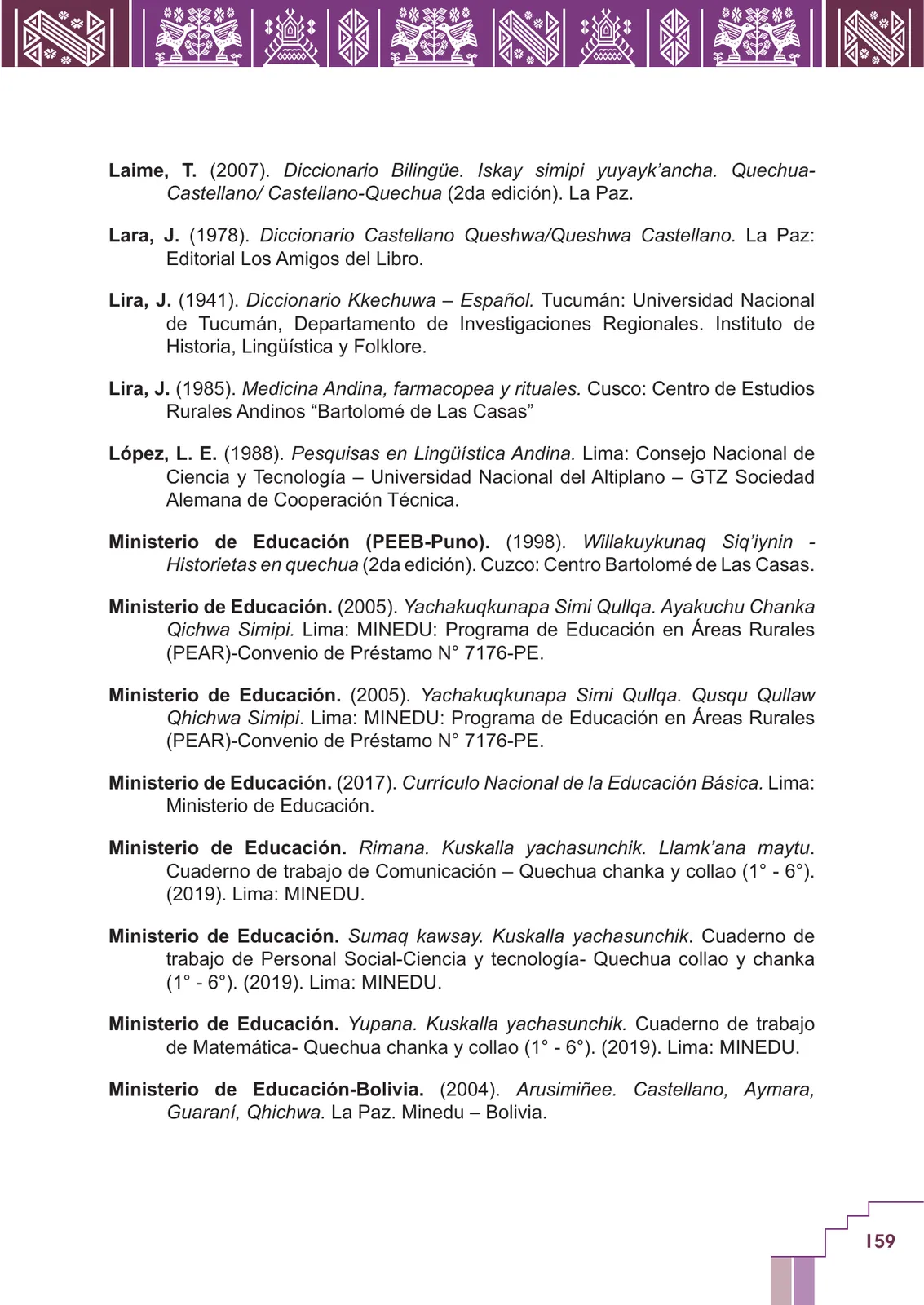 Miniatura página 161 de Yachachinapaq simikuna - Urin Qichwa : vocabulario pedagógico quechua sureño · 2021