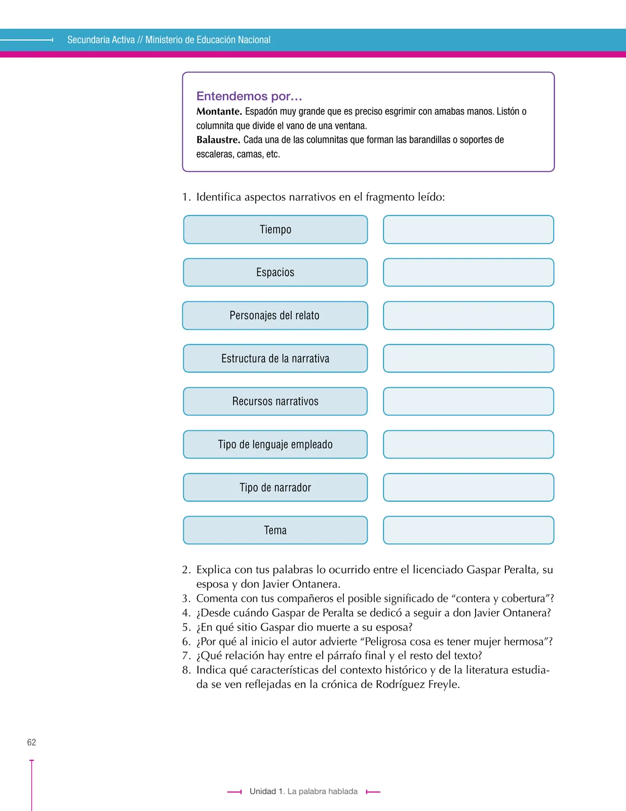 Página 62 de Lenguaje 8° · Secundaria Activa