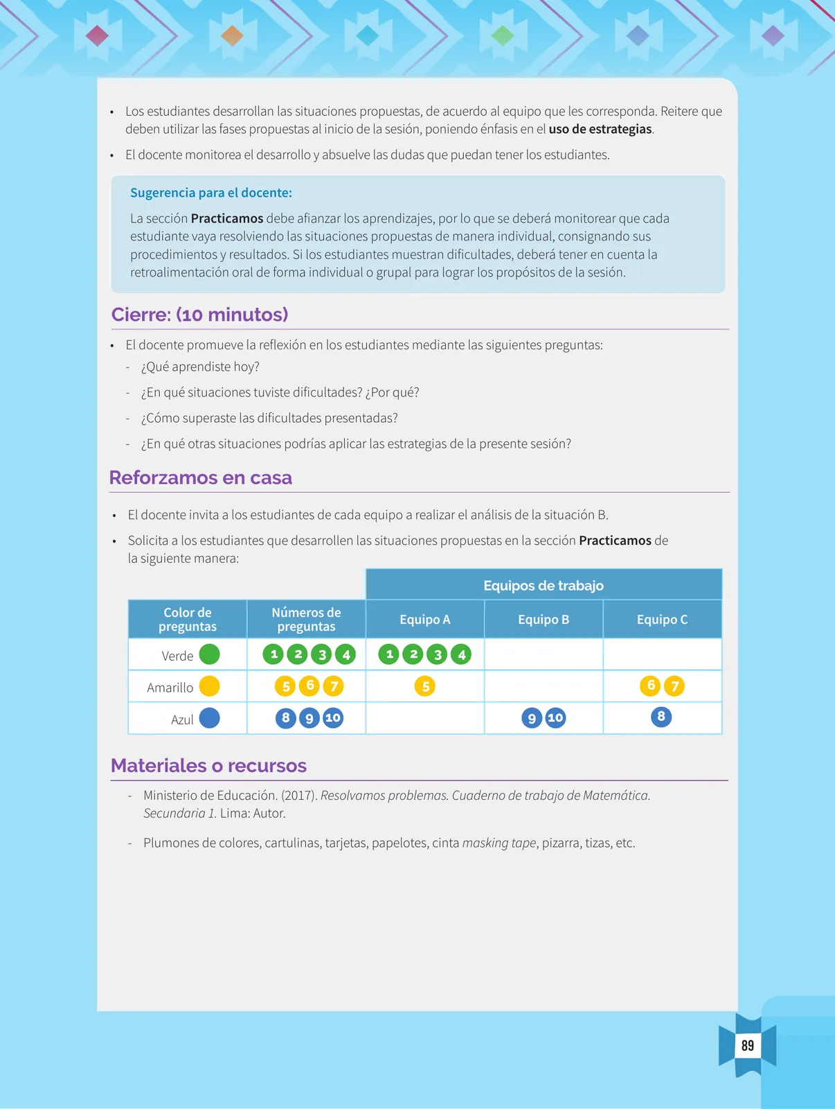 Página 91 de Resolvamos problemas 1 : manual para el docente 2018 · 2018
