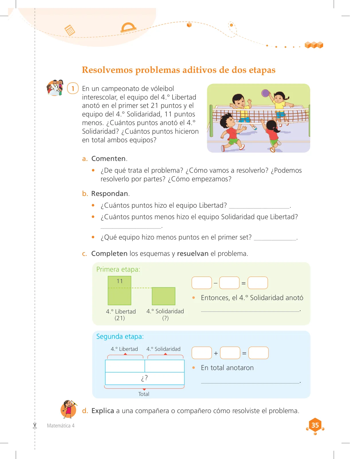 Página 35 de Matemática 4 : cuaderno de trabajo para cuarto grado de Educación Primaria 2018 · 2018