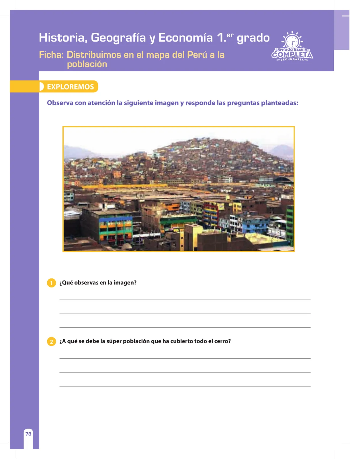 Página 78 de Historia, Geografía y Economía 1 : cuaderno de reforzamiento pedagógico - JEC · 2016