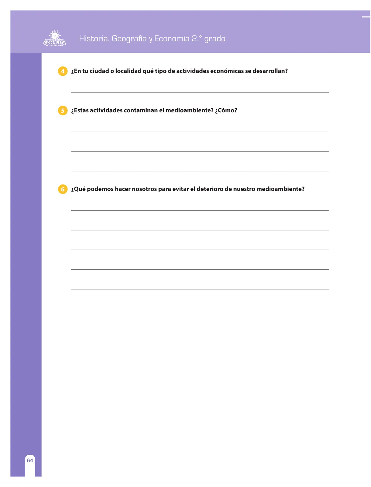 Página 64 de Historia, Geografía y Economía 2 : cuaderno de reforzamiento pedagógico - JEC · 2016