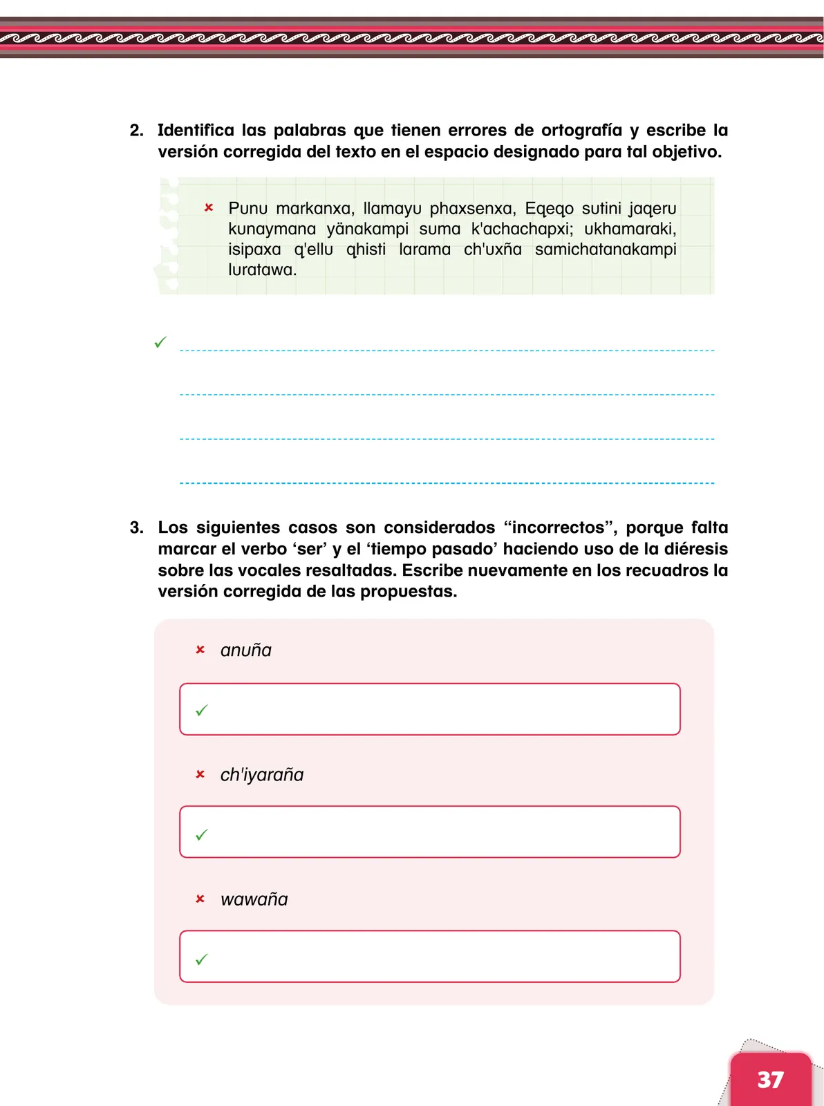 Página 39 de Aymara arutha chiqapa qillqañataki panka = Manual de escritura Aimara · 2021