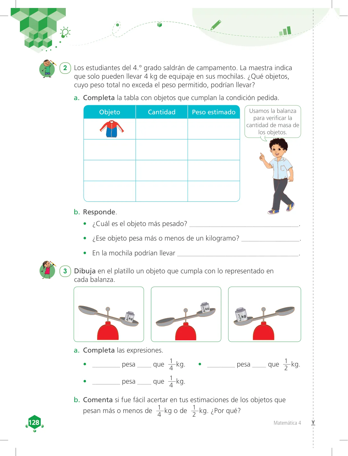 Miniatura página 128 de Matemática 4 : cuaderno de trabajo para cuarto grado de Educación Primaria 2018 · 2018