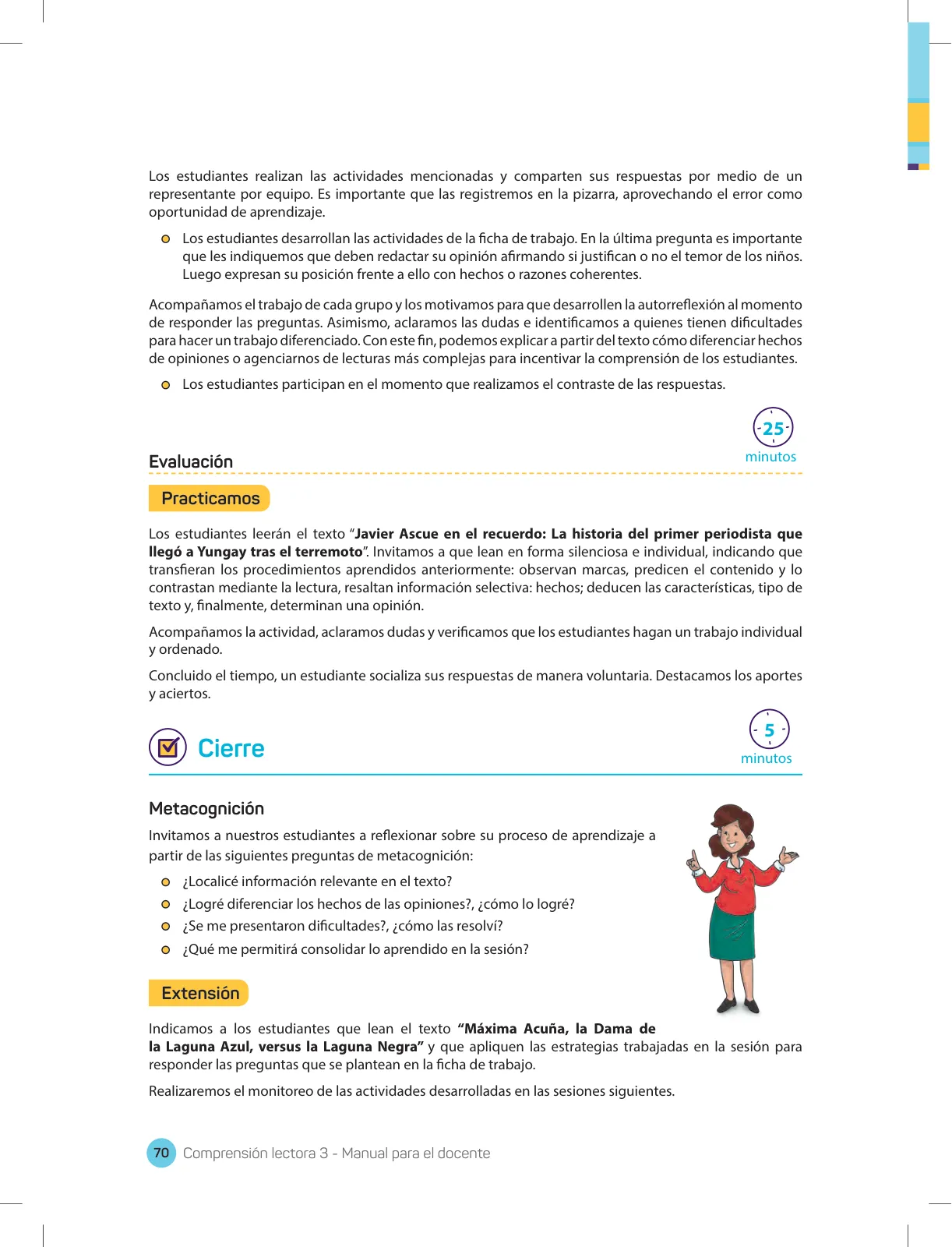 Página 72 de Comprensión lectora 3 : manual para el docente de tercer grado de Secundaria · 2017