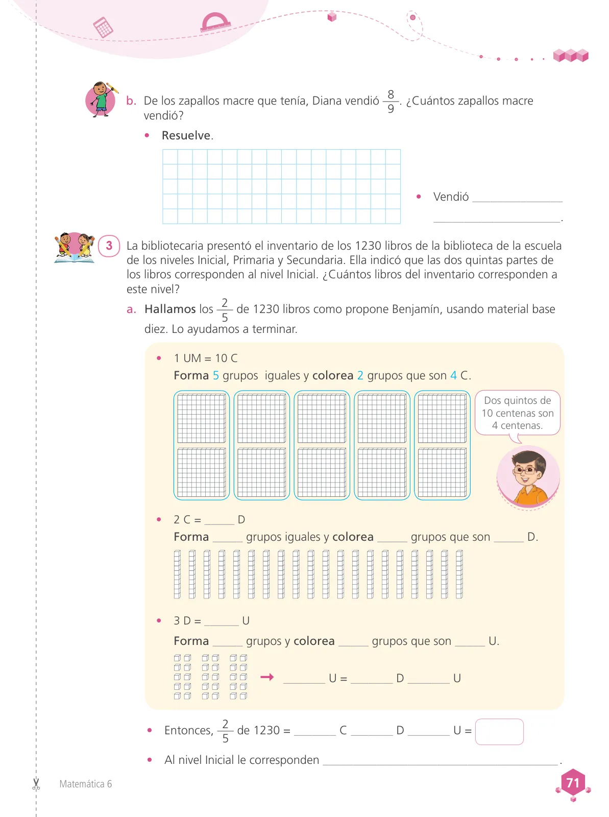 Miniatura página 73 de Matemática 6 : cuaderno de trabajo para sexto grado de Educación Primaria 2019 · 2019