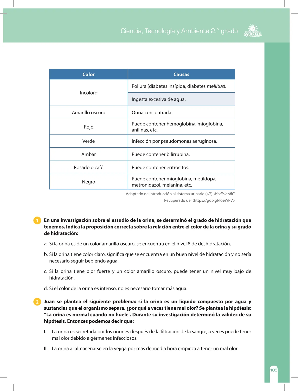 Página 105 de Ciencia, Tecnología y Ambiente 2 : cuaderno de reforzamiento pedagógico - JEC · 2016
