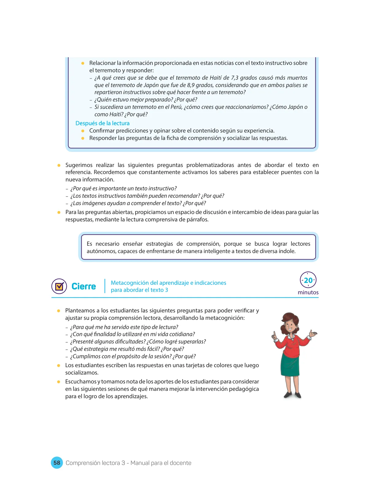 Miniatura página 60 de Comprensión lectora : manual para el docente de tercer grado de Secundaria 2018 · 2018