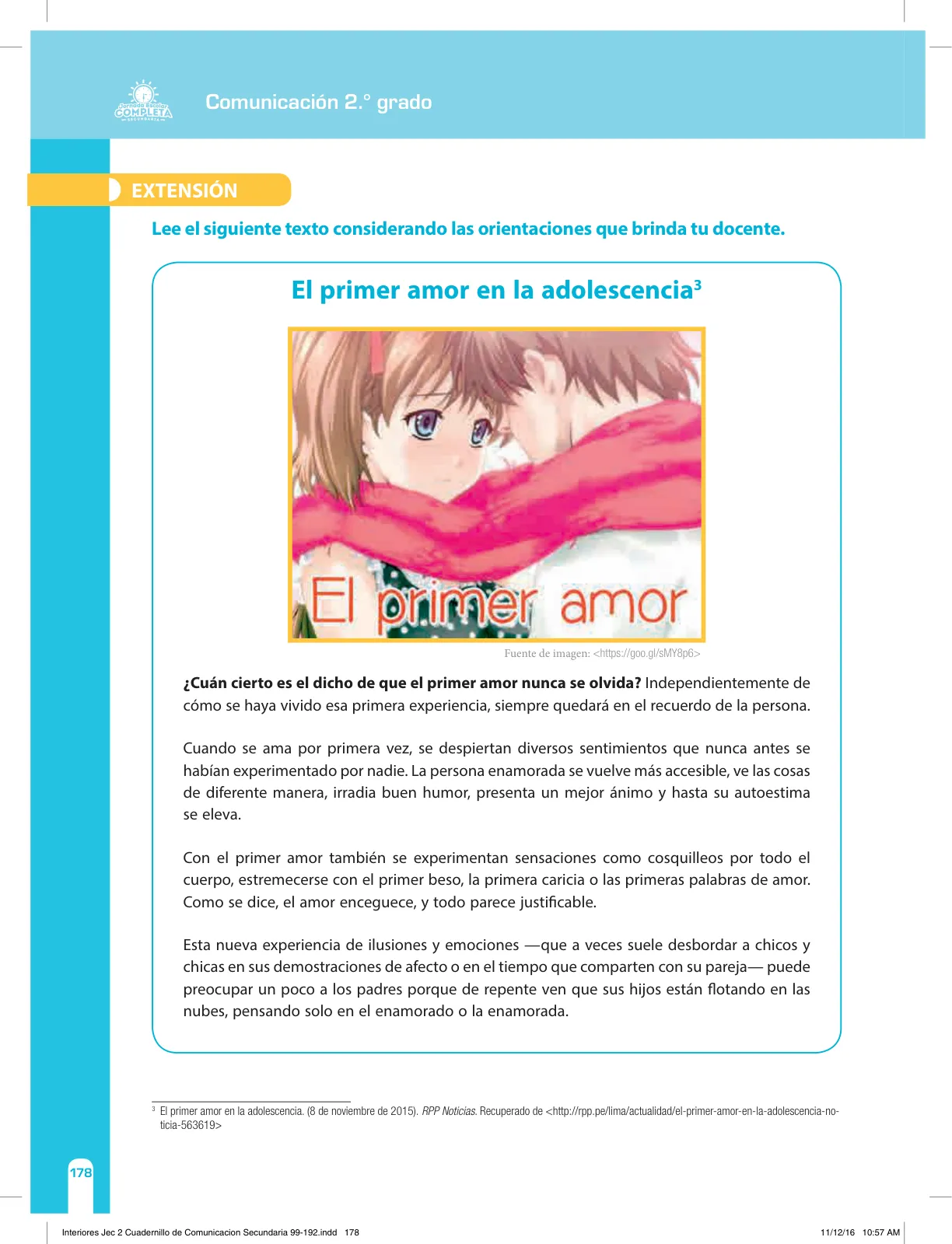 Página 178 de Comunicación Secundaria 2. Cuaderno de reforzamiento pedagógico - JEC · 2016