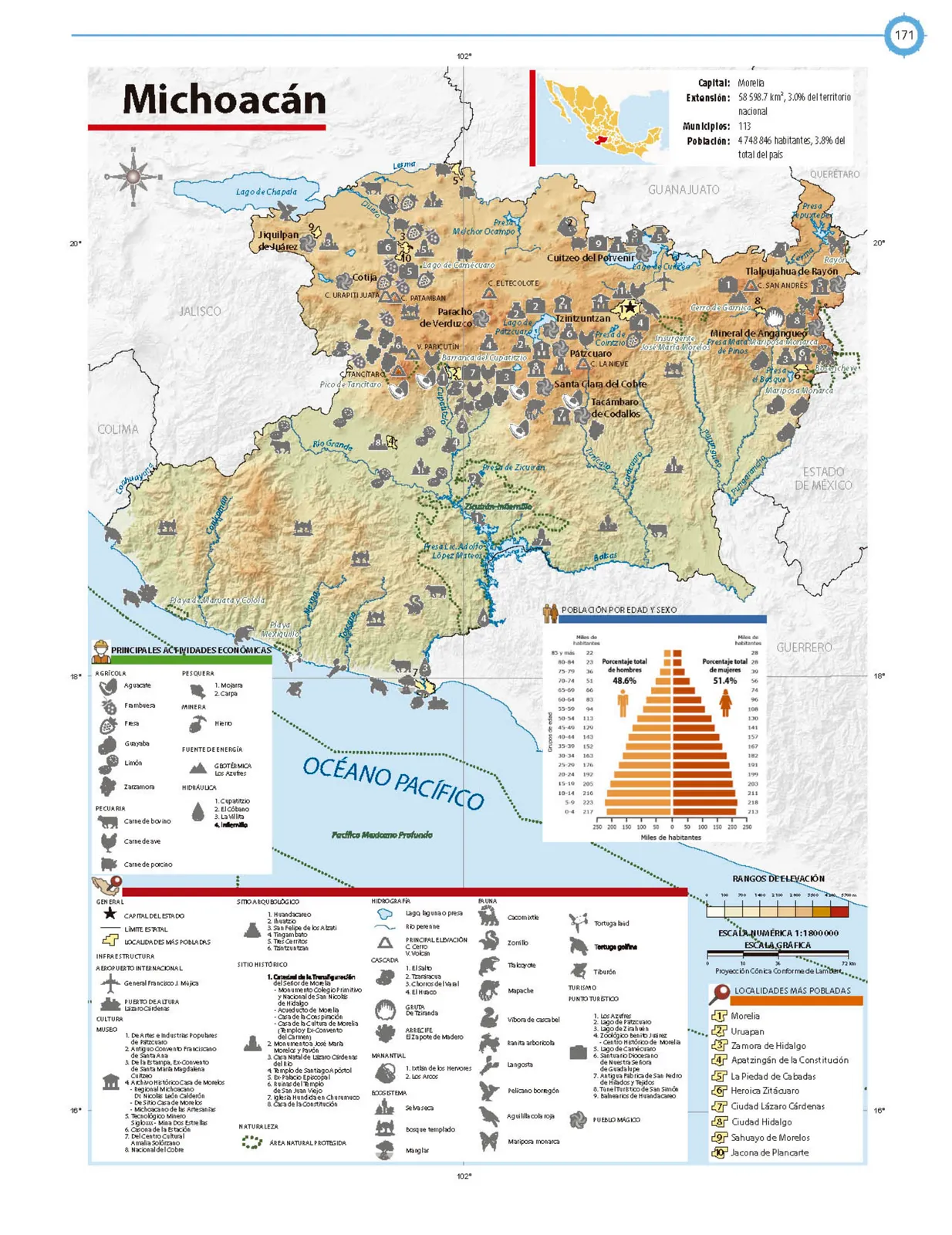 Página 172 de Cartografía de México y el mundo. Libro de Educación Primaria Grado 4° Ciclo Escolar 2025 - 2026