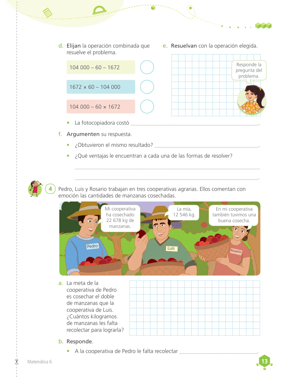 Página 15 de Matemática 6 : cuaderno de trabajo para sexto grado de Educación Primaria 2019 · 2019