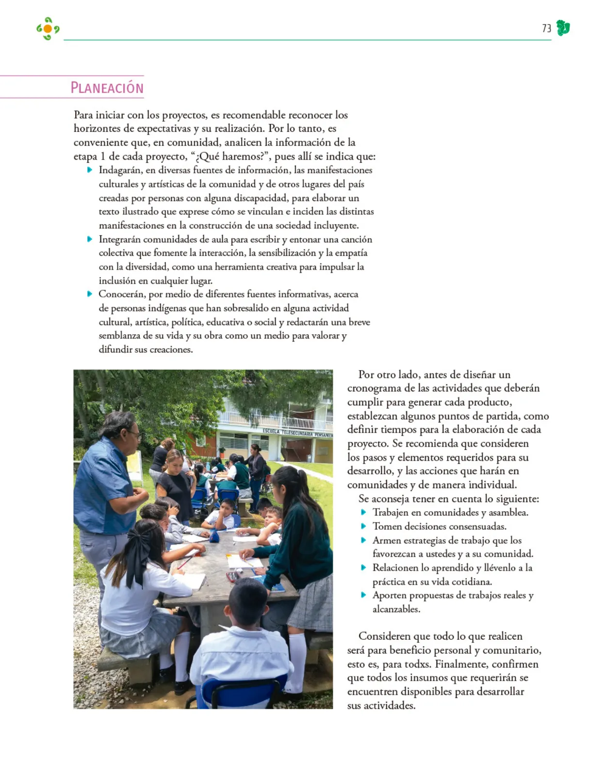 Miniatura página 74 de Colección Ximhai. Nuestro libro de Proyectos.  Tomo III.  Libro de Educación Telesecundaria Grado 1°  Ciclo Escolar 2025 - 2026