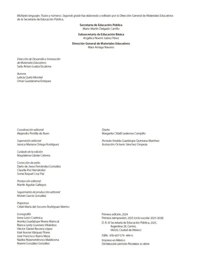 Página 3 de Múltiples lenguajes. Trazos y números. Libro de Educación Primaria Grado 2° Ciclo Escolar 2025 - 2026
