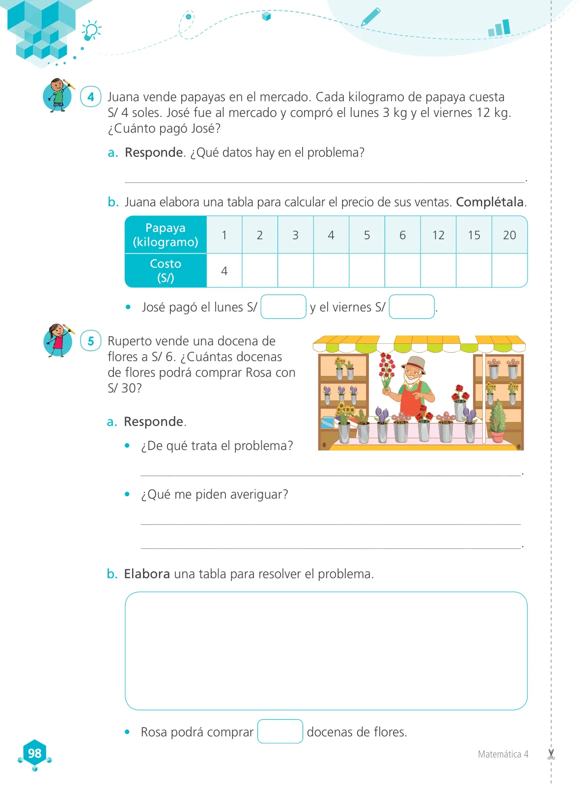 Miniatura página 100 de Matemática 4 : cuaderno de trabajo para cuarto grado de Educación Primaria 2019 · 2019