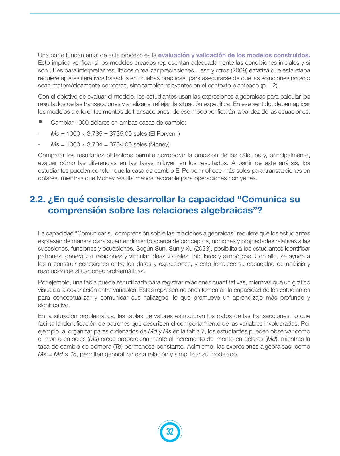 Miniatura página 32 de Fascículo para el desarrollo de la competencia Resuelve problemas de regularidad, equivalencia y cambio · 2024