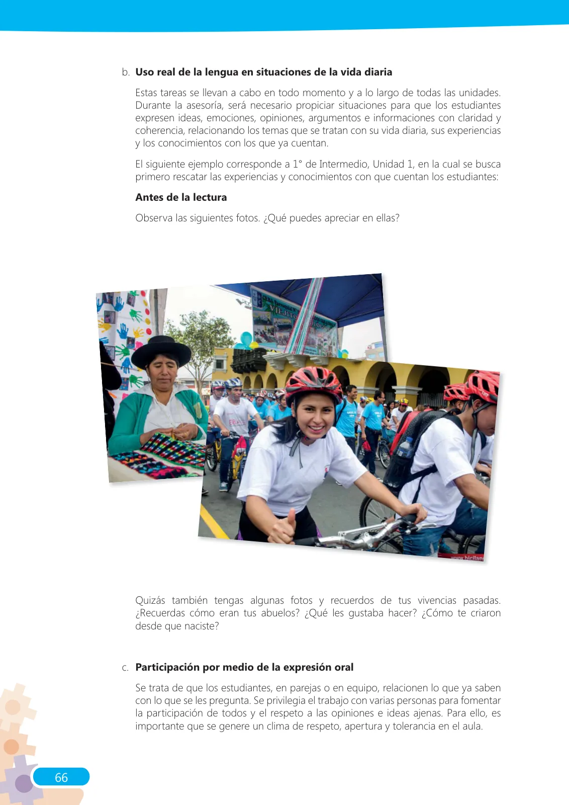 Página 66 de Guía para el docente sobre el uso del material educativo, Quechua Chanka. Ciclos Inicial e Intermedio, área de Comunicación · 2020