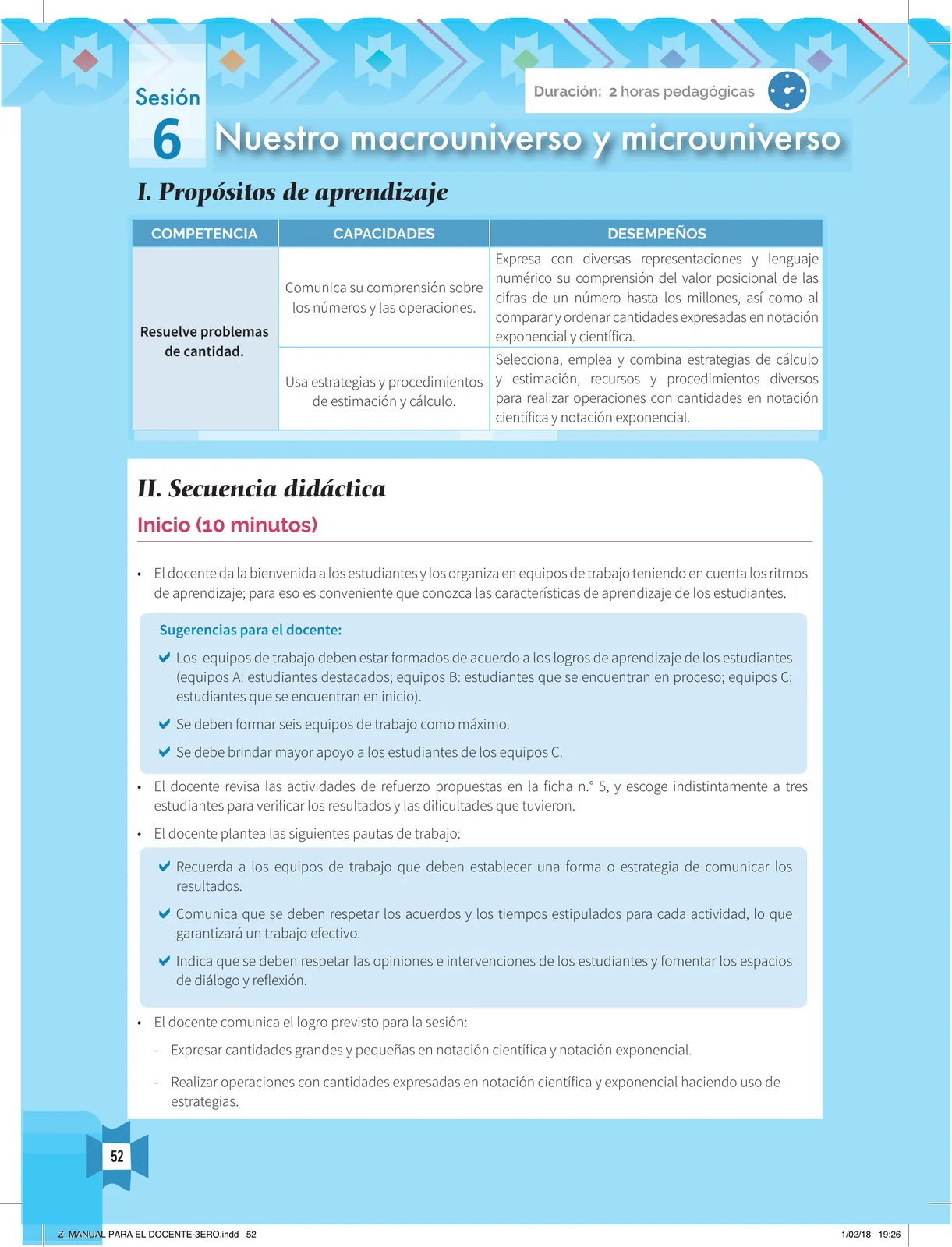 Página 54 de Resolvamos problemas 3 : manual para el docente 2018 · 2018