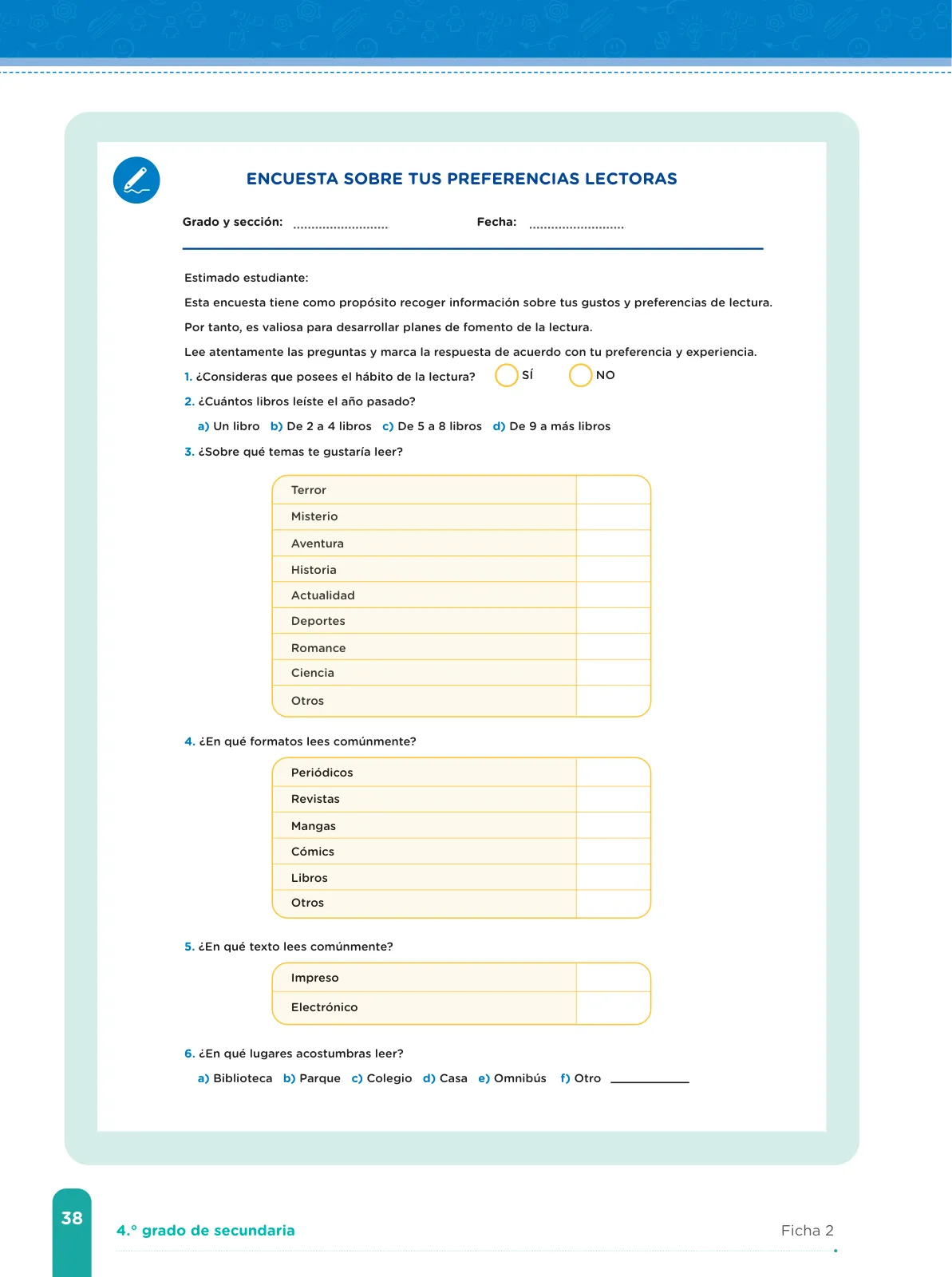 Miniatura página 40 de Fichas de aprendizaje de Comunicación 4 · 2024