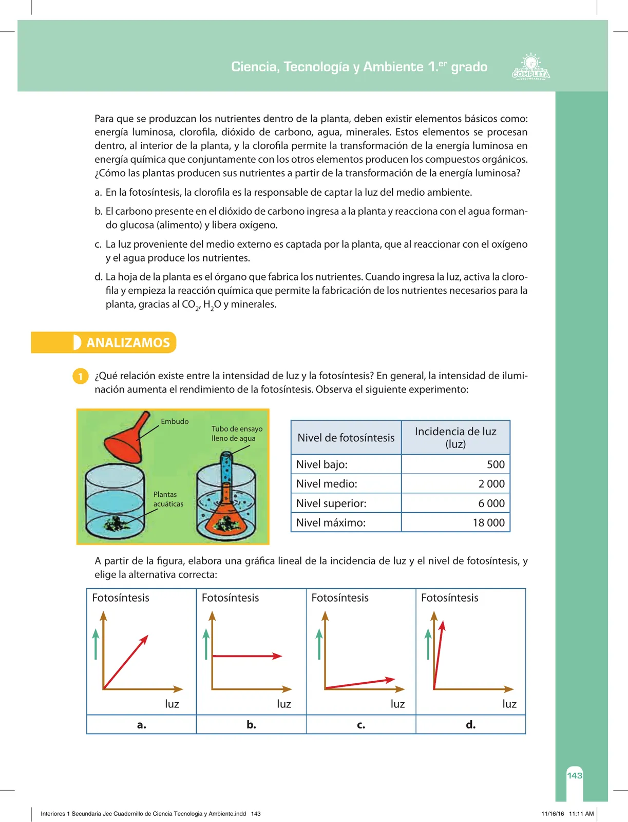 Página 143 de Ciencia, Tecnología y Ambiente 1. Cuaderno de reforzamiento pedagógico - JEC · 2016