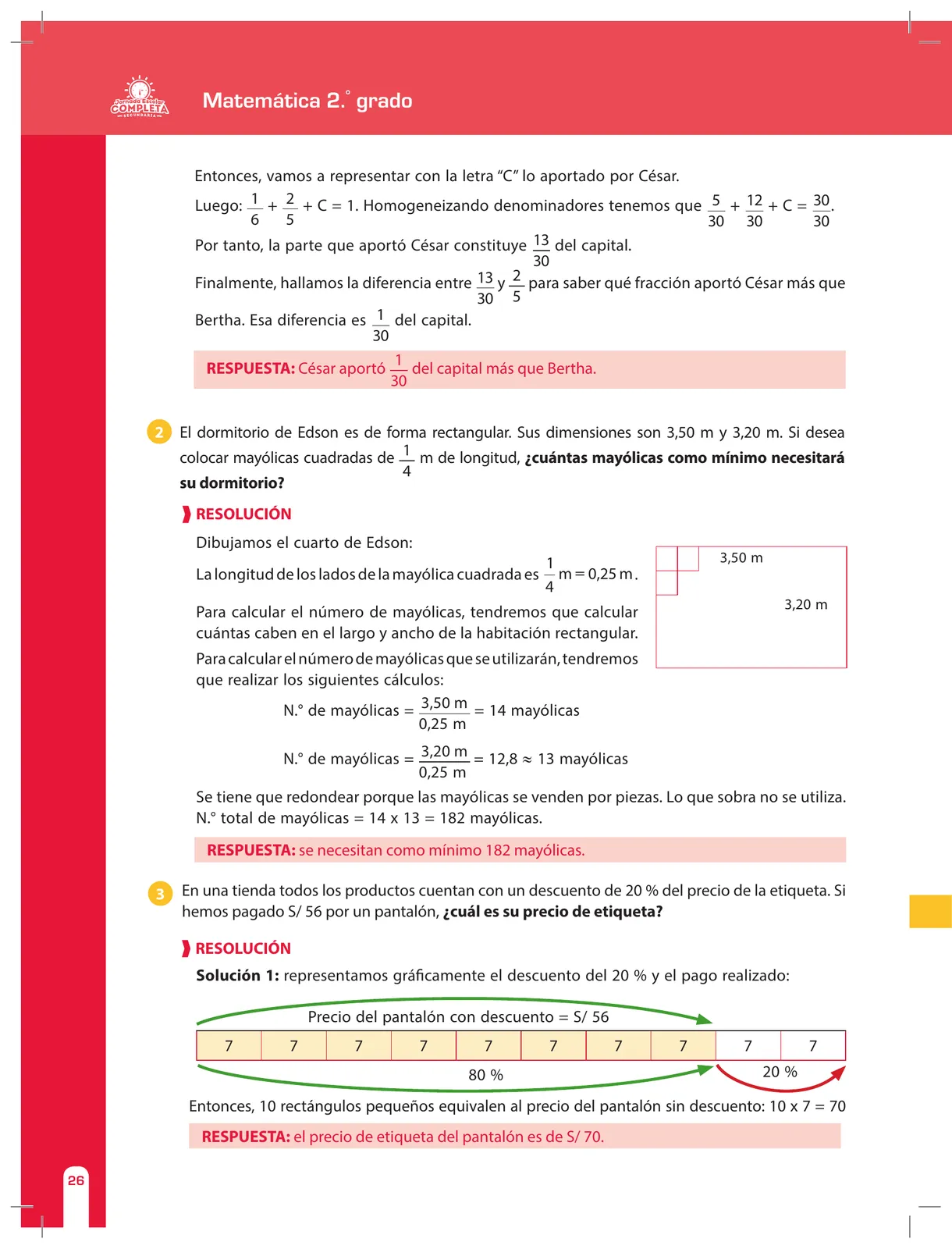 Miniatura página 26 de Matemática 2 : cuaderno de reforzamiento pedagógico - JEC · 2016