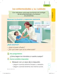Página de Cuaderno de fichas Ciencia y Tecnología. Primer grado de Primaria. Las enfermedades y su cuidado · 2017