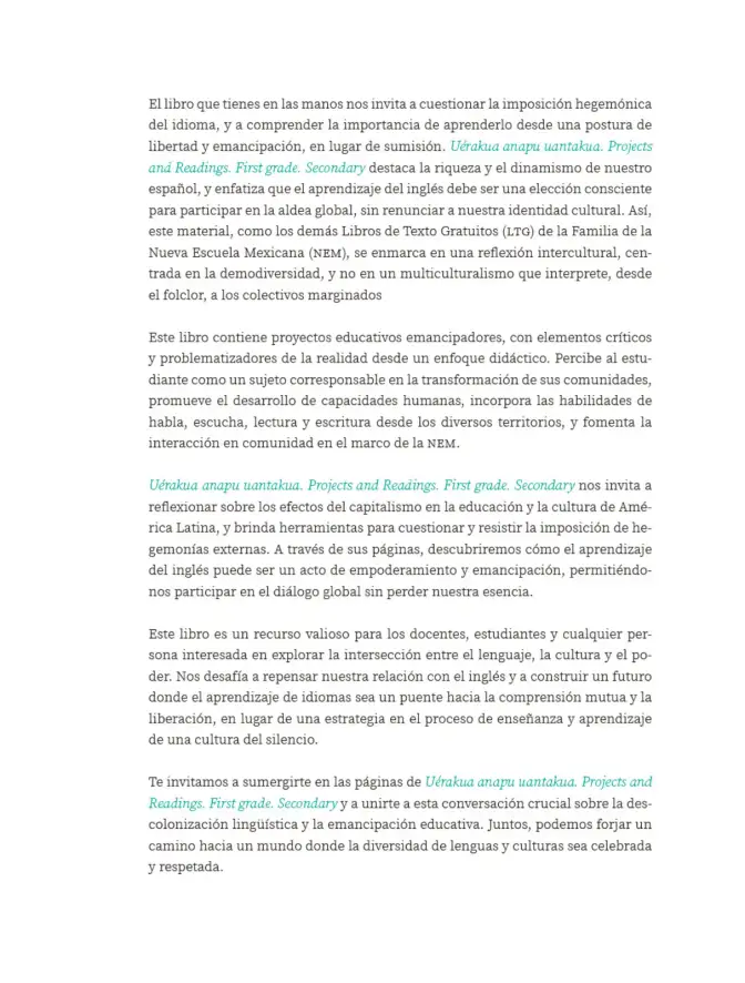 Página 5 de Uérakua anapu uantakua. Projects and Readings Libro de Educación Secundaria Grado 1° Ciclo Escolar 2025 - 2026