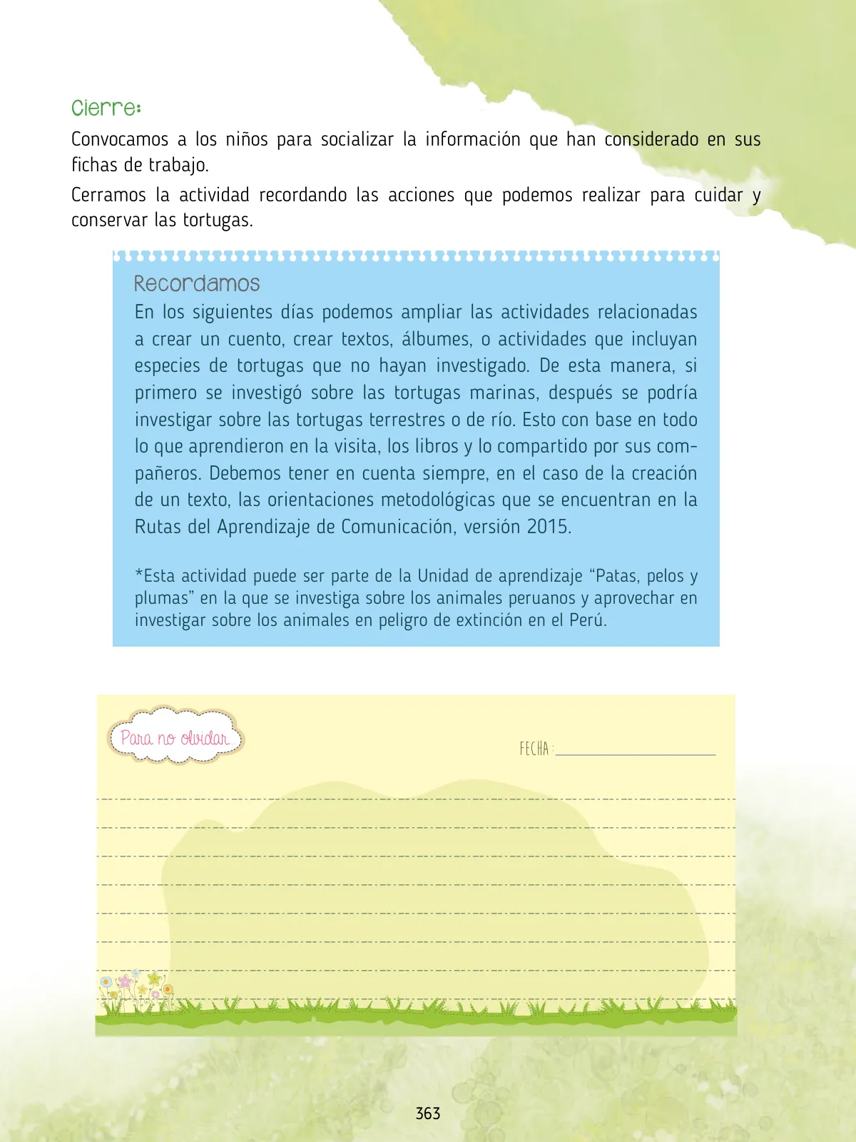 Miniatura página 365 de Agenda pedagógica 2017-2018 para docentes de II Ciclo de Instituciones de nivel de Educación Inicial · 2017