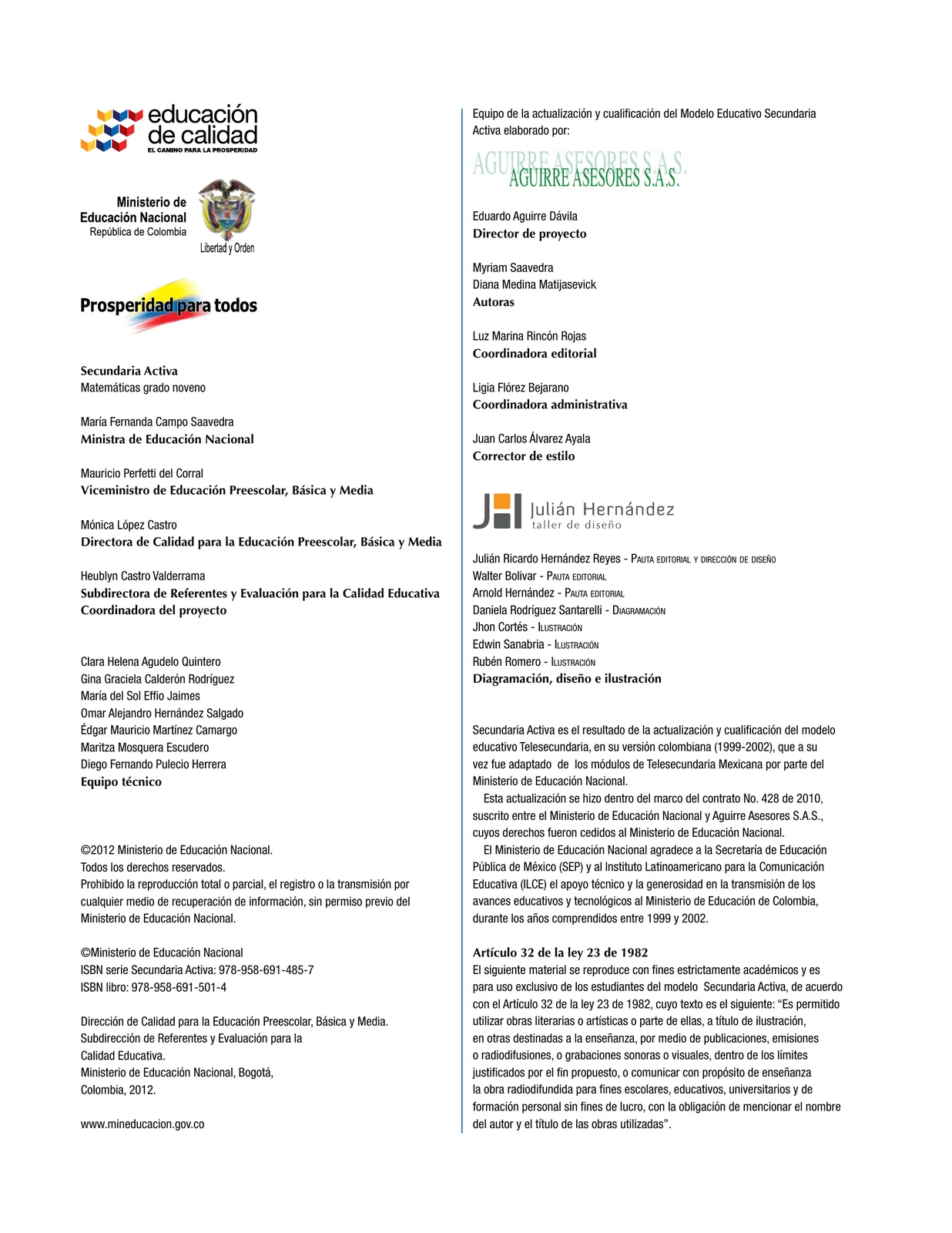 Página 2 de Matematica 9° · Secundaria Activa