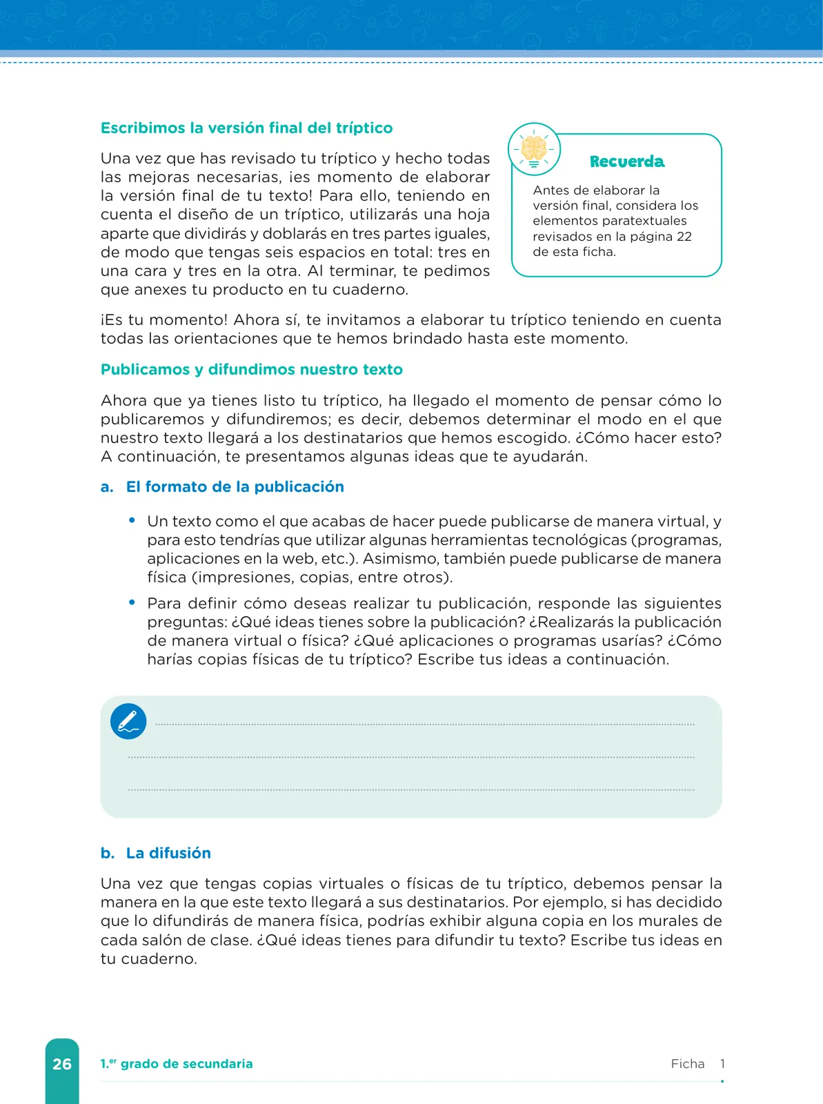 Página 28 de Fichas de aprendizaje de Comunicación 1 · 2024