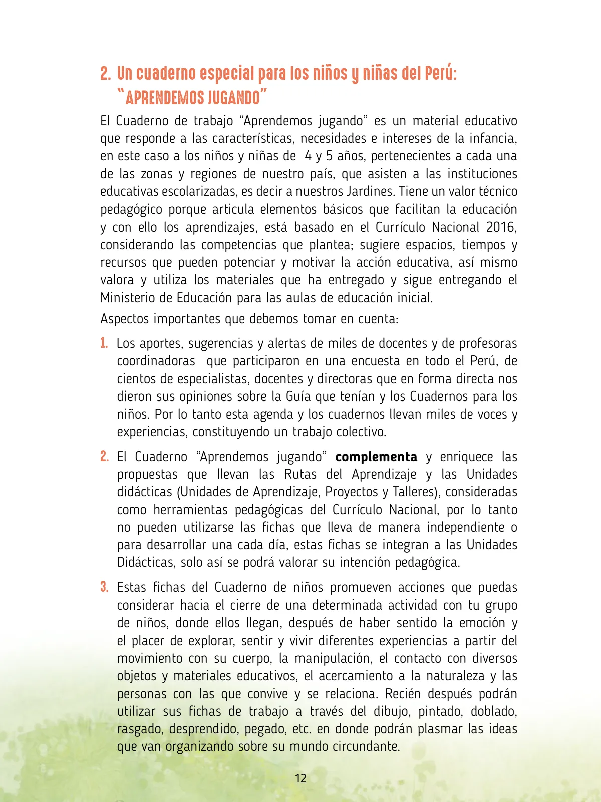 Página 14 de Agenda pedagógica 2017-2018 para docentes de II Ciclo de Instituciones de nivel de Educación Inicial · 2017