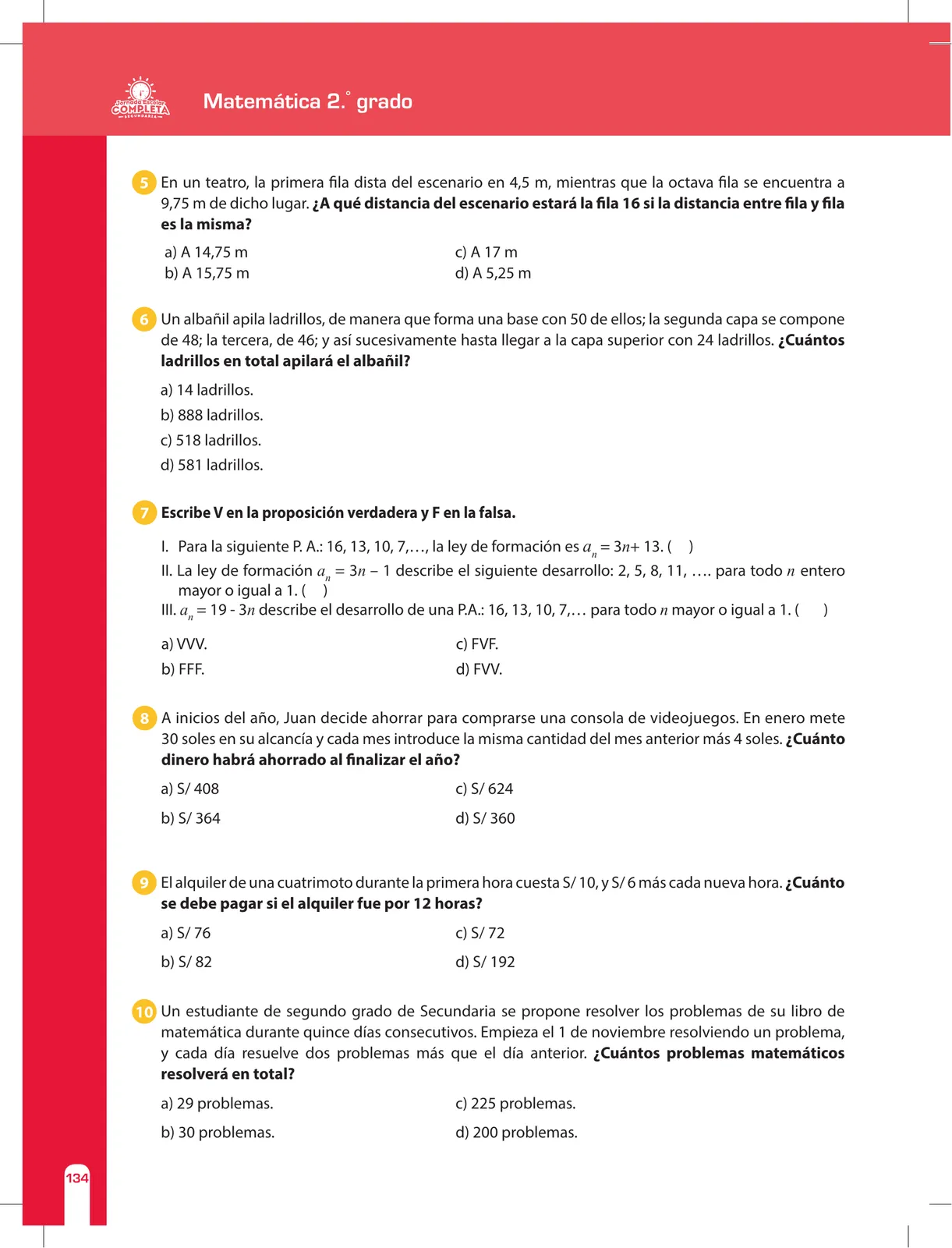 Página 134 de Matemática 2 : cuaderno de reforzamiento pedagógico - JEC · 2016