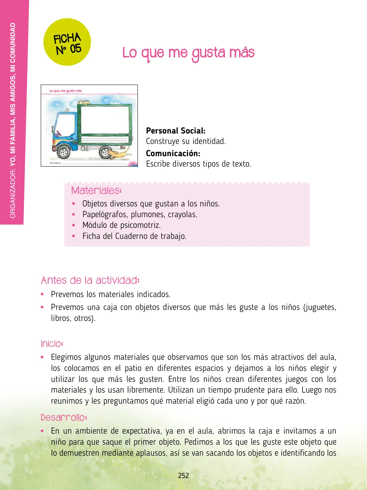 Página 254 de Agenda pedagógica 2017-2018 para docentes de II Ciclo de Instituciones de nivel de Educación Inicial · 2017