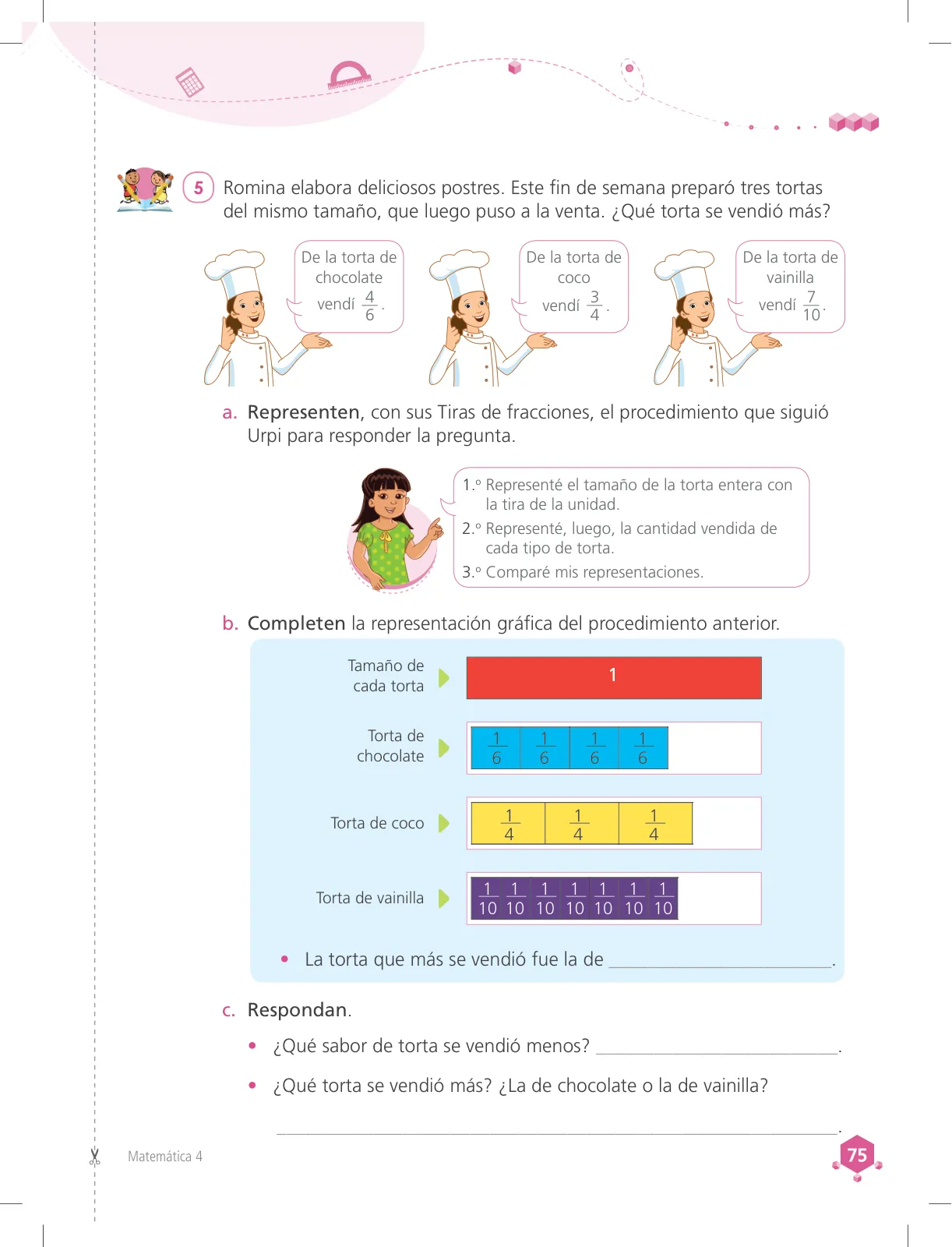 Página 75 de Matemática 4 : cuaderno de trabajo para cuarto grado de Educación Primaria 2018 · 2018