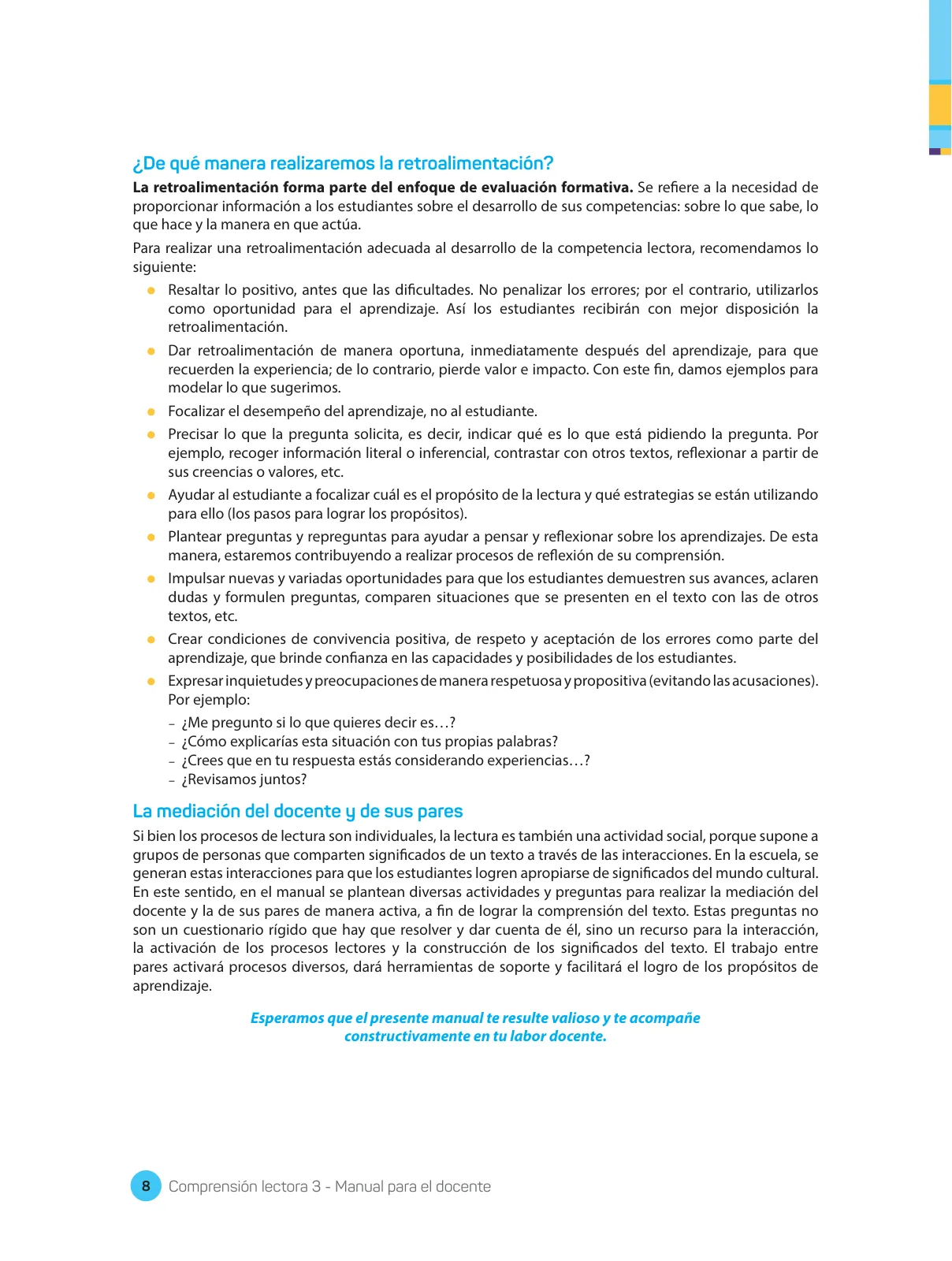 Página 10 de Comprensión lectora : manual para el docente de tercer grado de Secundaria 2018 · 2018