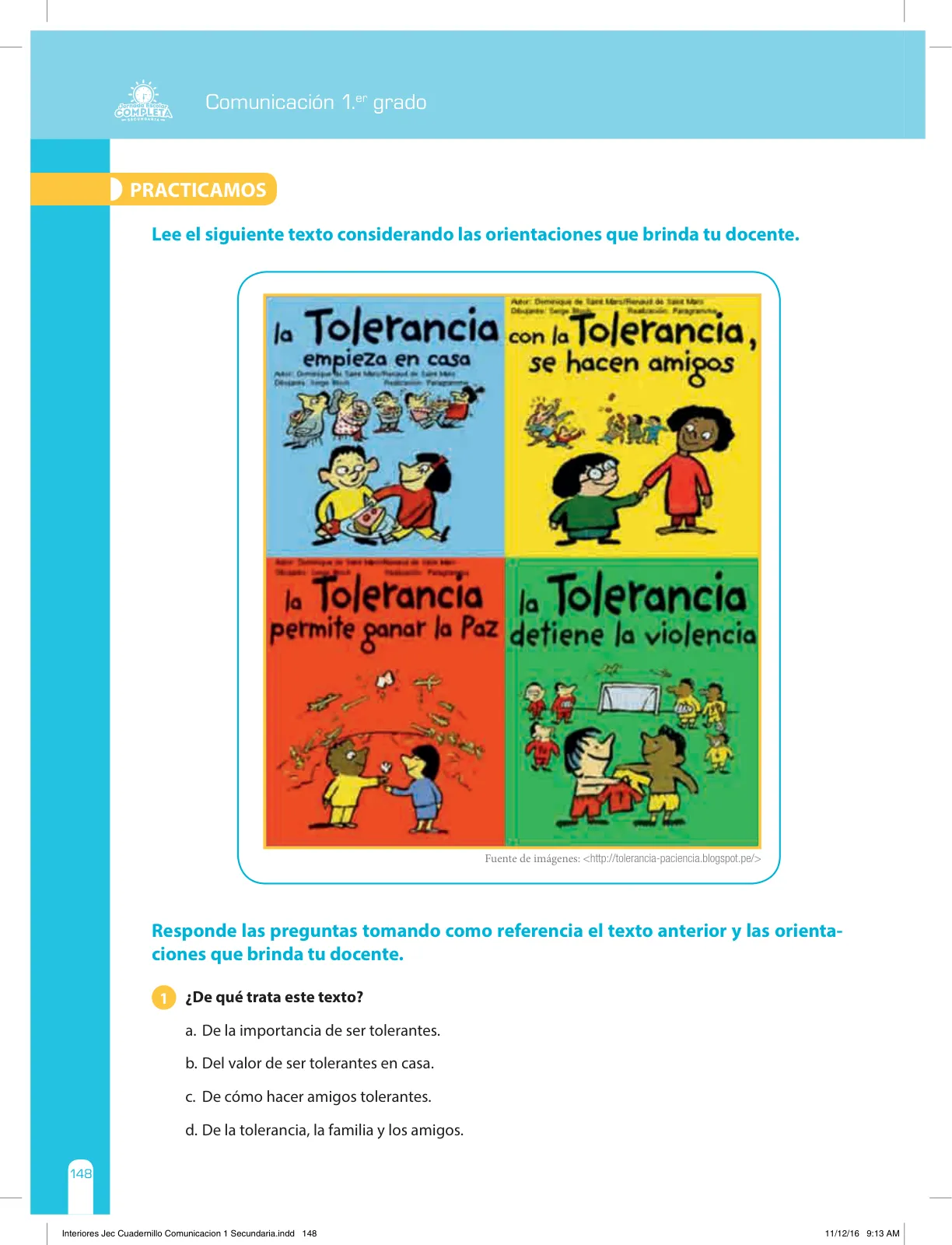 Página 148 de Comunicación Secundaria 1. Cuaderno de reforzamiento pedagógico - JEC · 2016