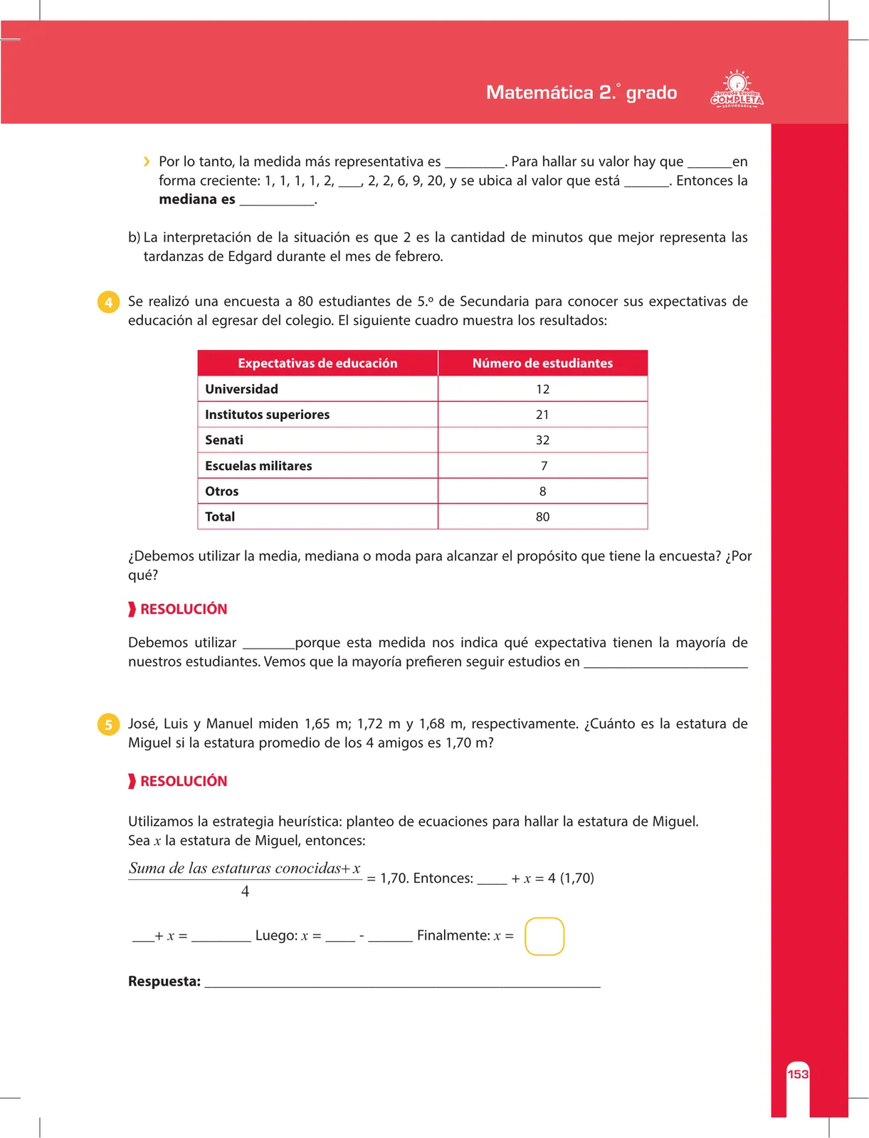 Página 153 de Matemática 2 : cuaderno de reforzamiento pedagógico - JEC · 2016
