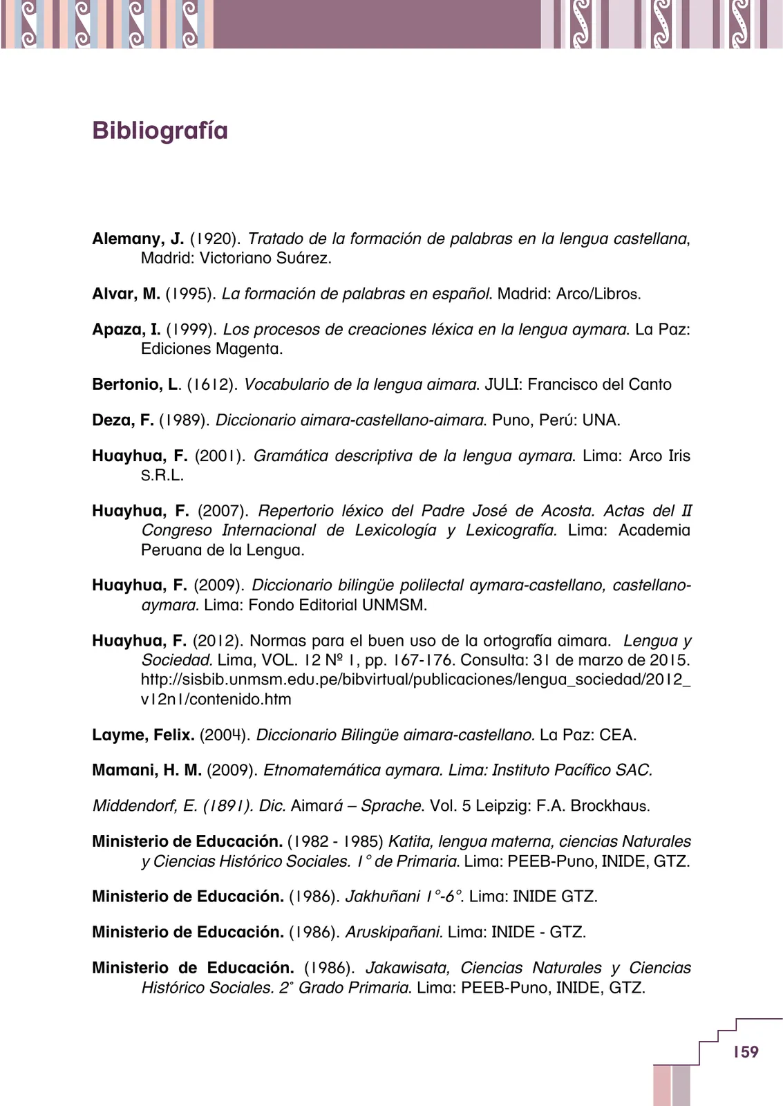 Miniatura página 161 de Yatichaña aru pirwa = Vocabulario pedagógico aimara · 2021