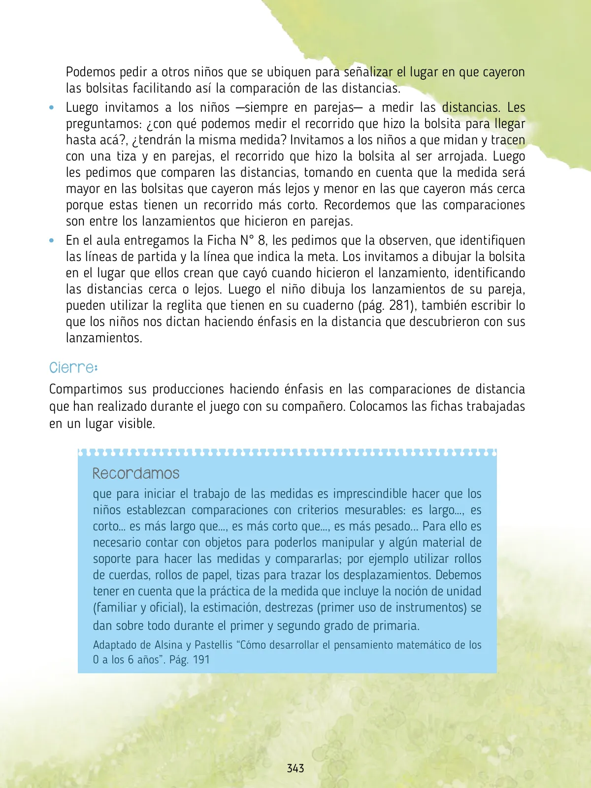 Miniatura página 345 de Agenda pedagógica 2017-2018 para docentes de II Ciclo de Instituciones de nivel de Educación Inicial · 2017