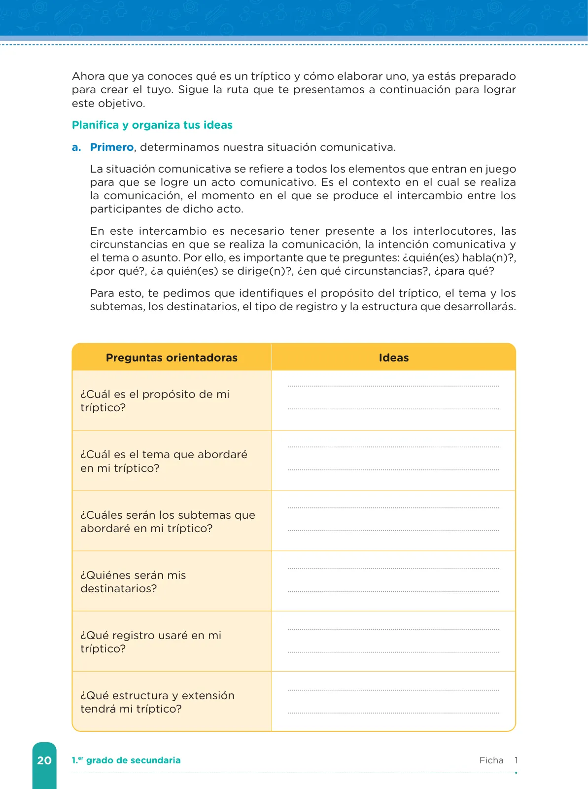Página 22 de Fichas de aprendizaje de Comunicación 1 · 2024